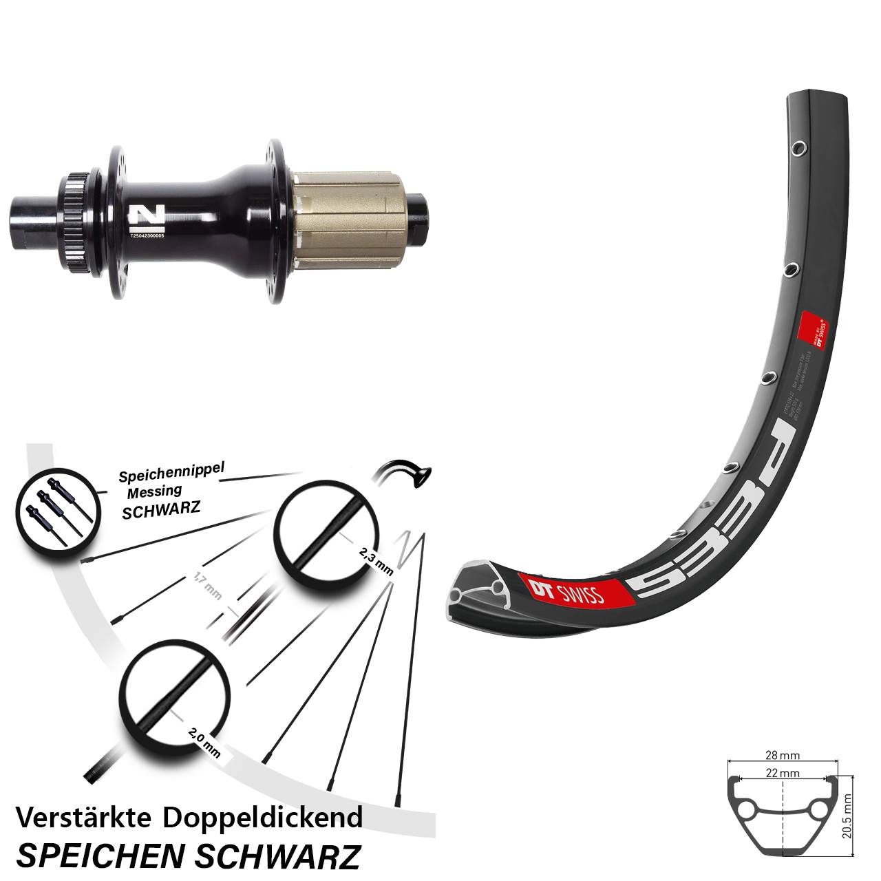 28-29 Zoll DT Swiss 533 D Novatec D792SB Hinterrad Centerlock 12x142 8-12 fach
