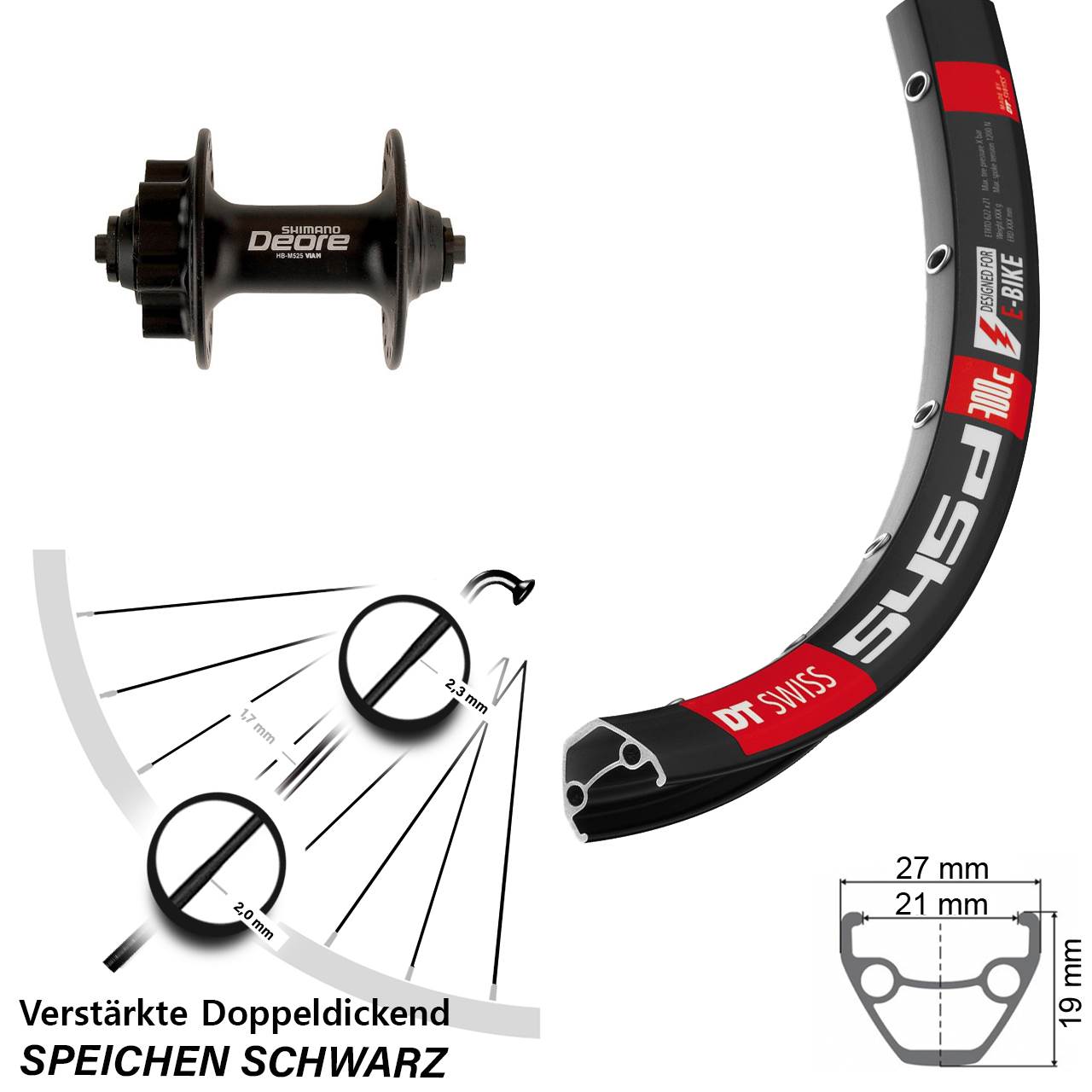 DT Swiss 545d Shimano Deore 26 Zoll Disc Laufrad QR