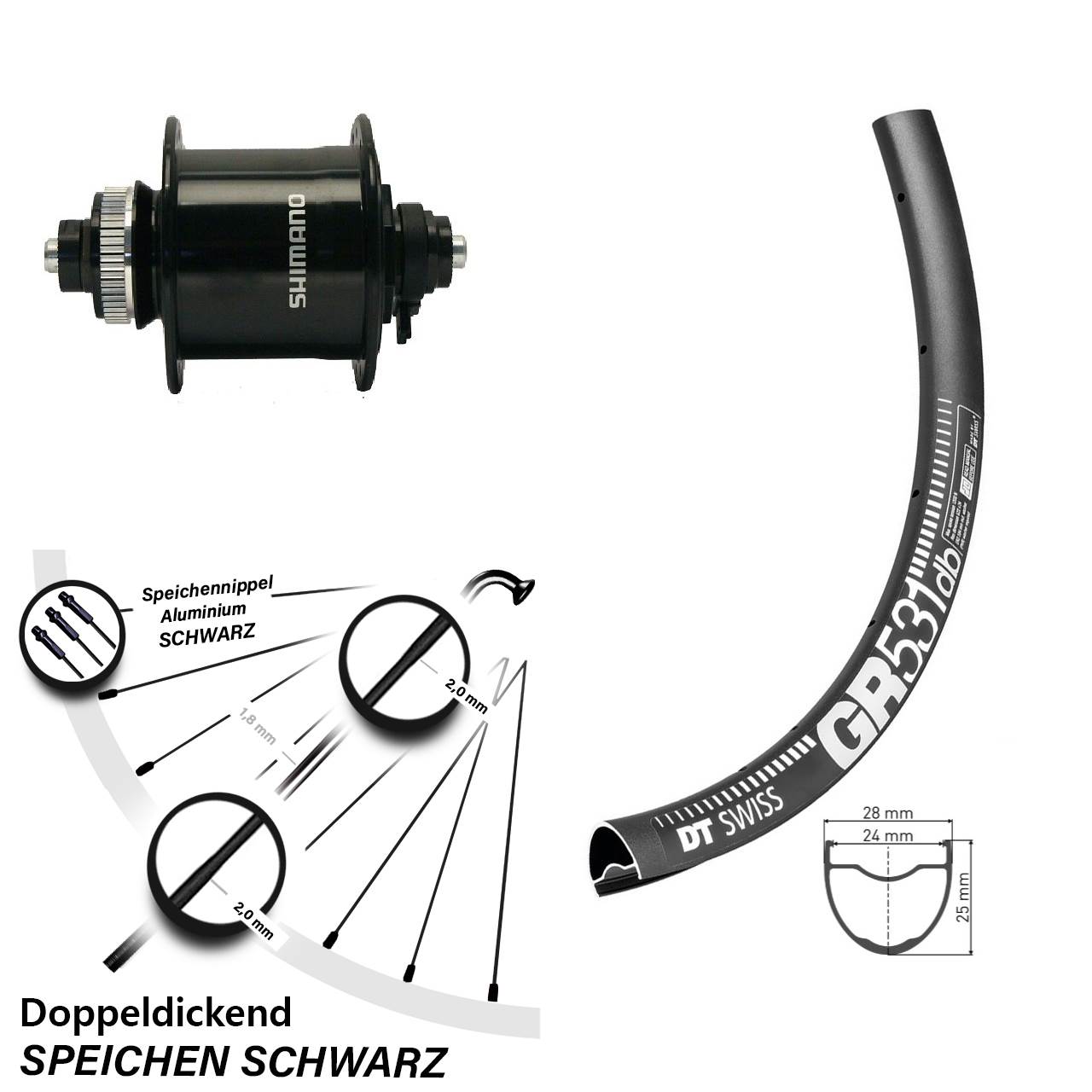 Vorderrad 27,5 Zoll DT Swiss GR 531 DB Centerlock Shimano DH-UR700-3D