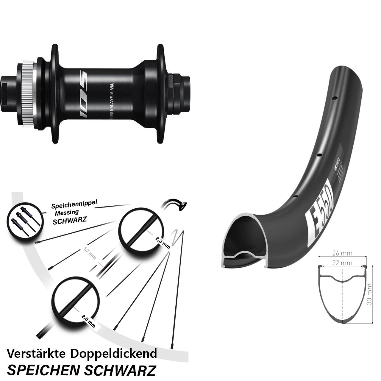 DT Swiss E 550 Shimano 105 HB-R7070 28 Zoll Centerlock Vorderrad 12x100