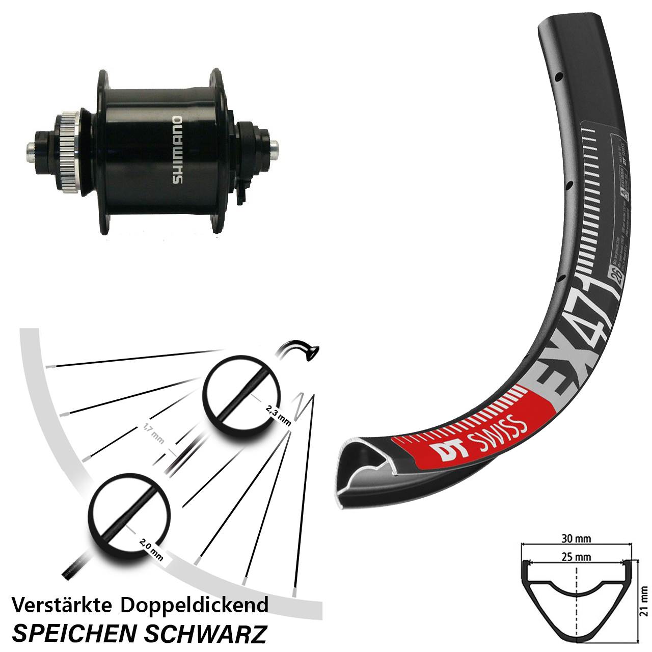 Vorderrad 26 Zoll DT Swiss EX 471 Shimano DH-UR700-3D