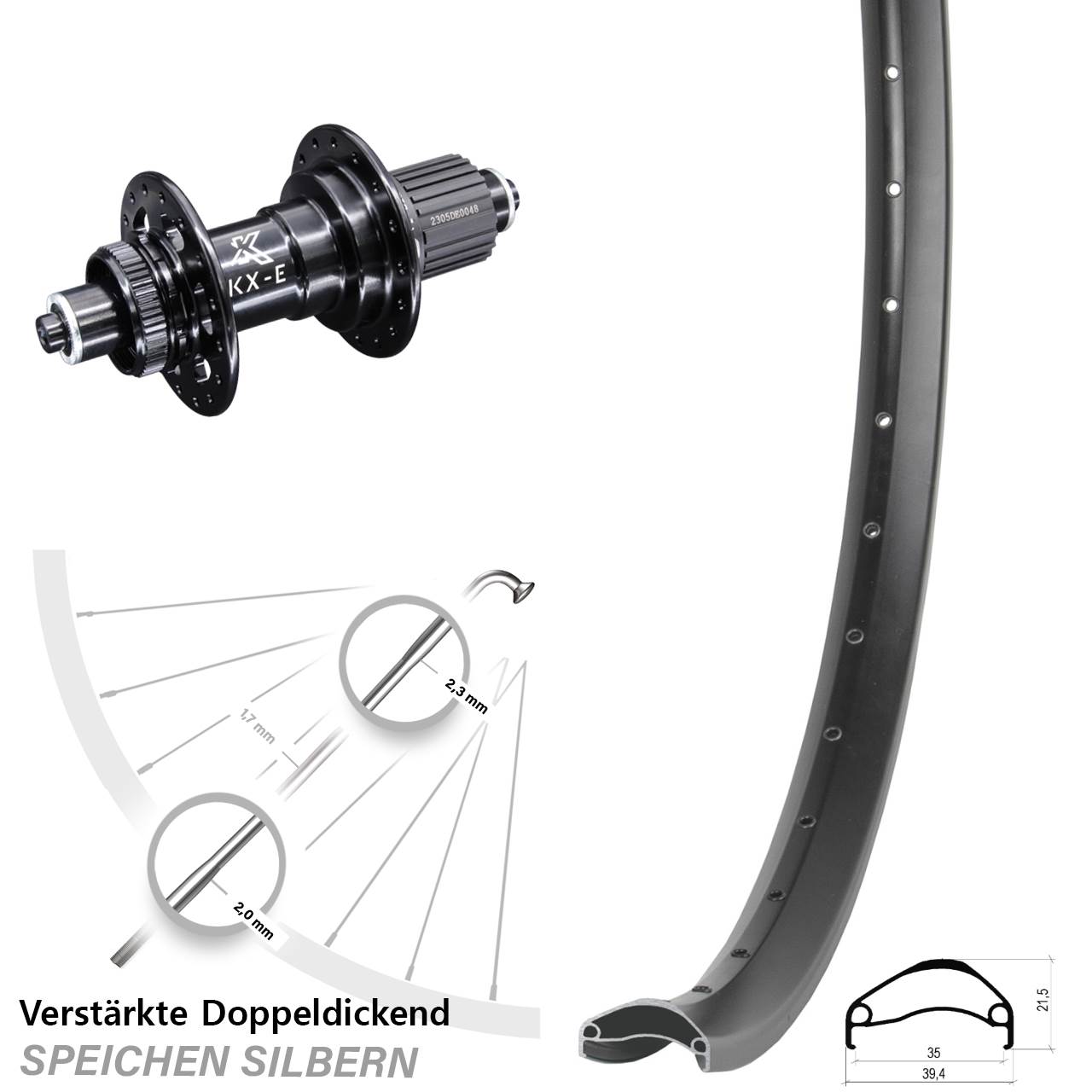 Ambrosio E35 KX-E Heavy Duty 29 Zoll Disc Hinterrad QR Shimano Micro Spline
