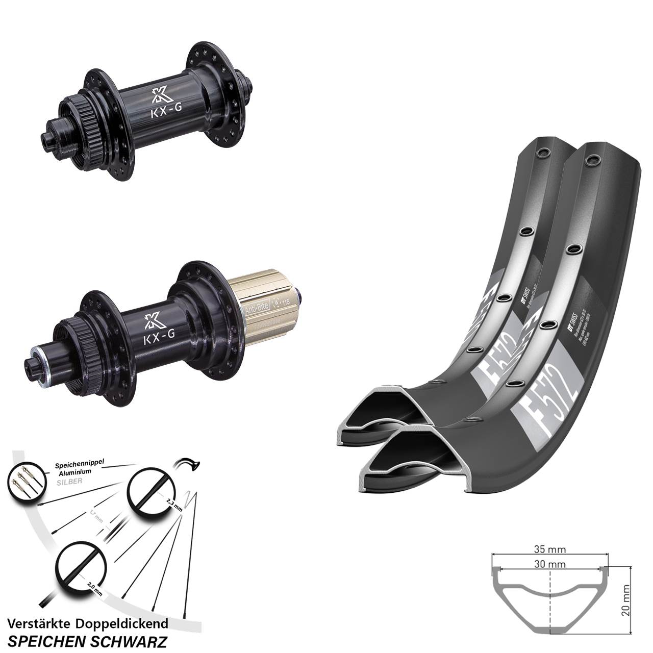 Centerlock Laufradsatz 29 Zoll DT Swiss F572 KX-G 8-12 fach für Schnellspanner