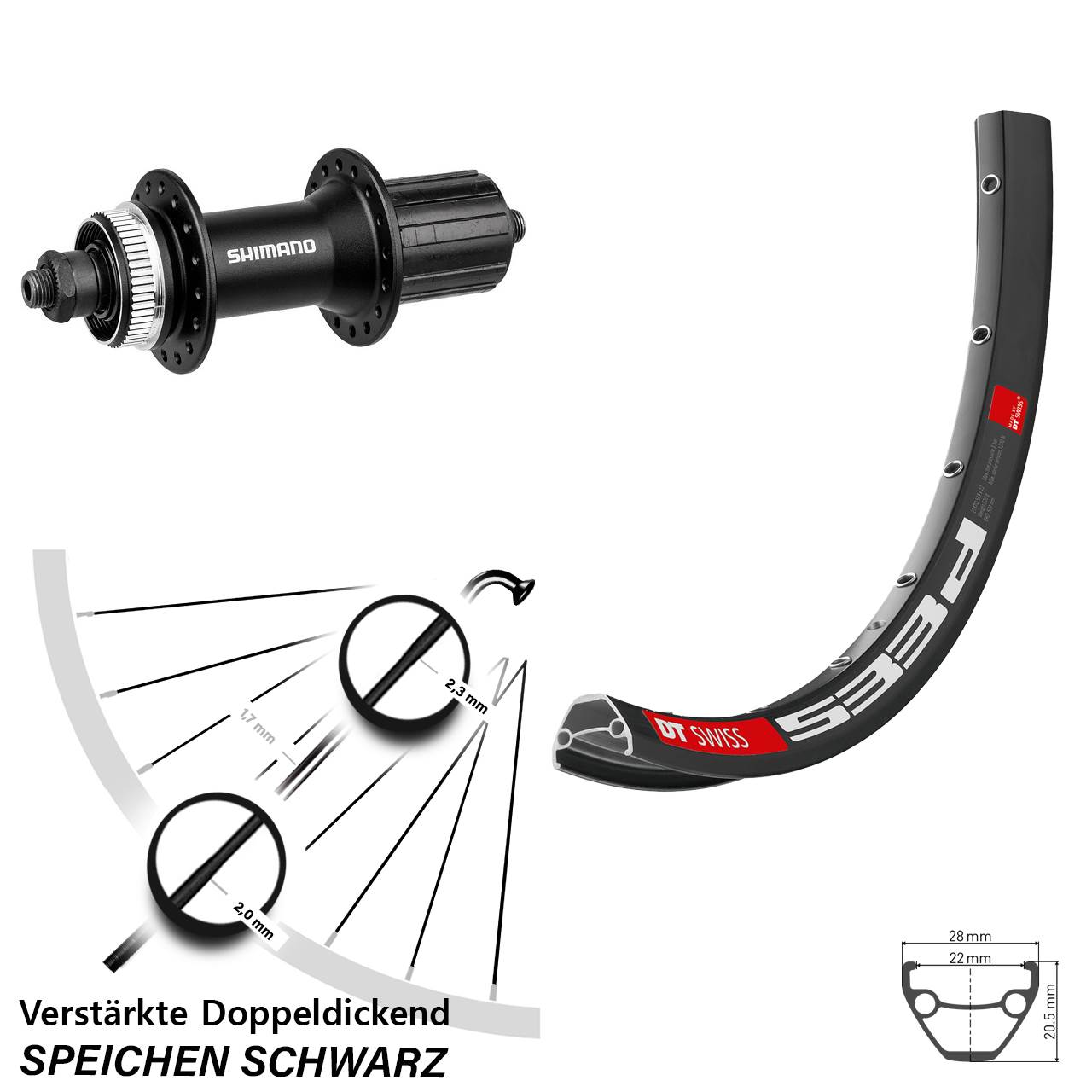 29 Zoll DT Swiss 533 D Shimano FH-M4050 Hinterrad Centerlock für Schnellspanner 8-11 fach