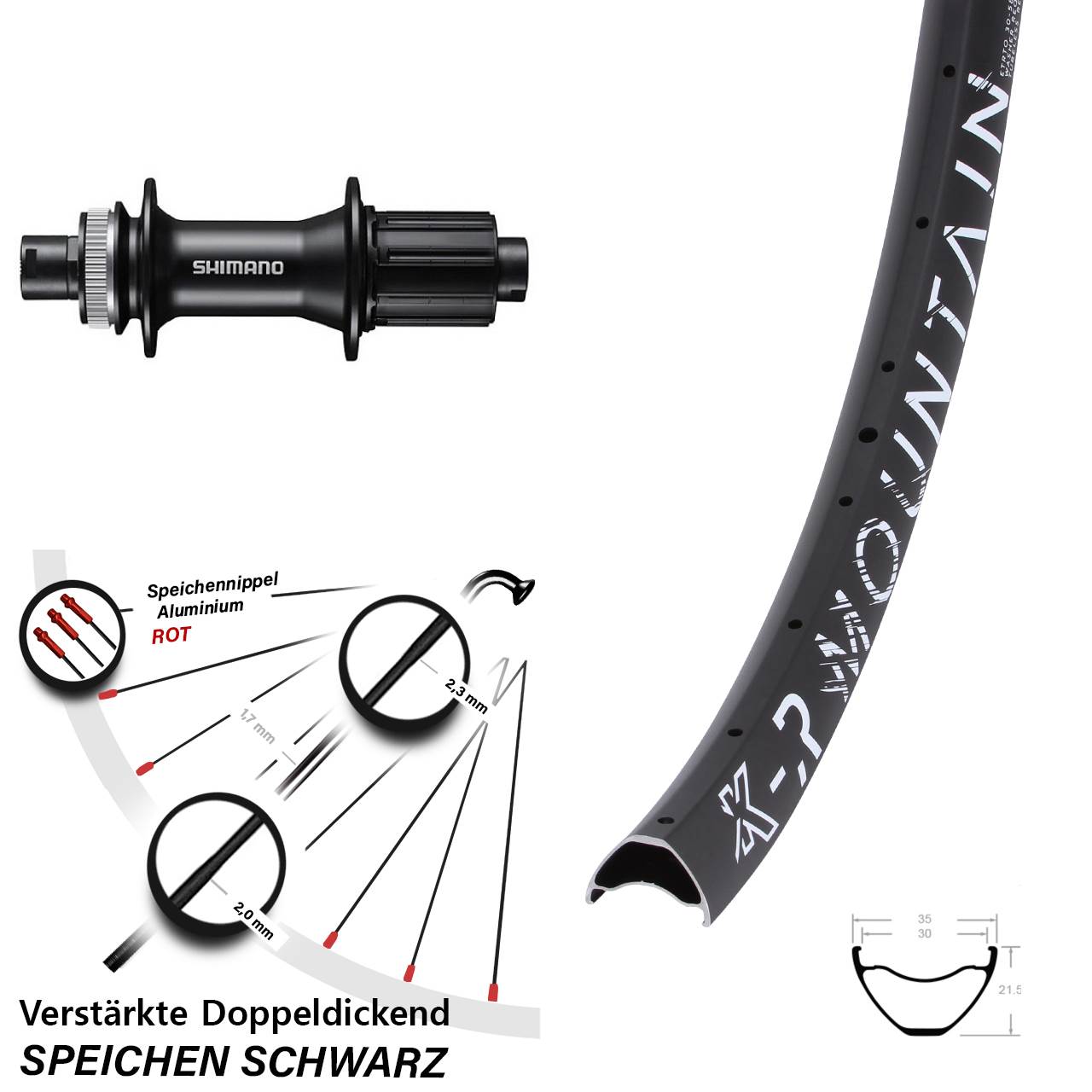 Hinterrad Centerlock 12x142 27,5 Zoll KX-R Mountain Shimano FH-MT400 8-11 fach