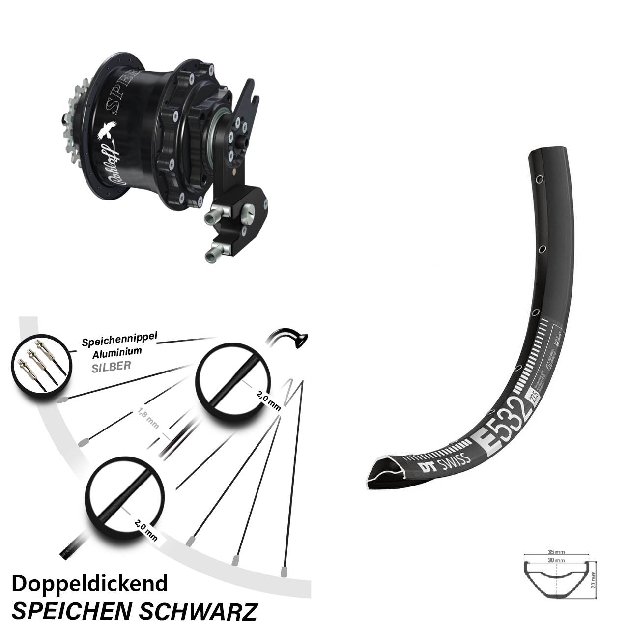 27,5 Zoll Laufrad Rohloff Speedhub CC OEM2 DT Swiss E 532