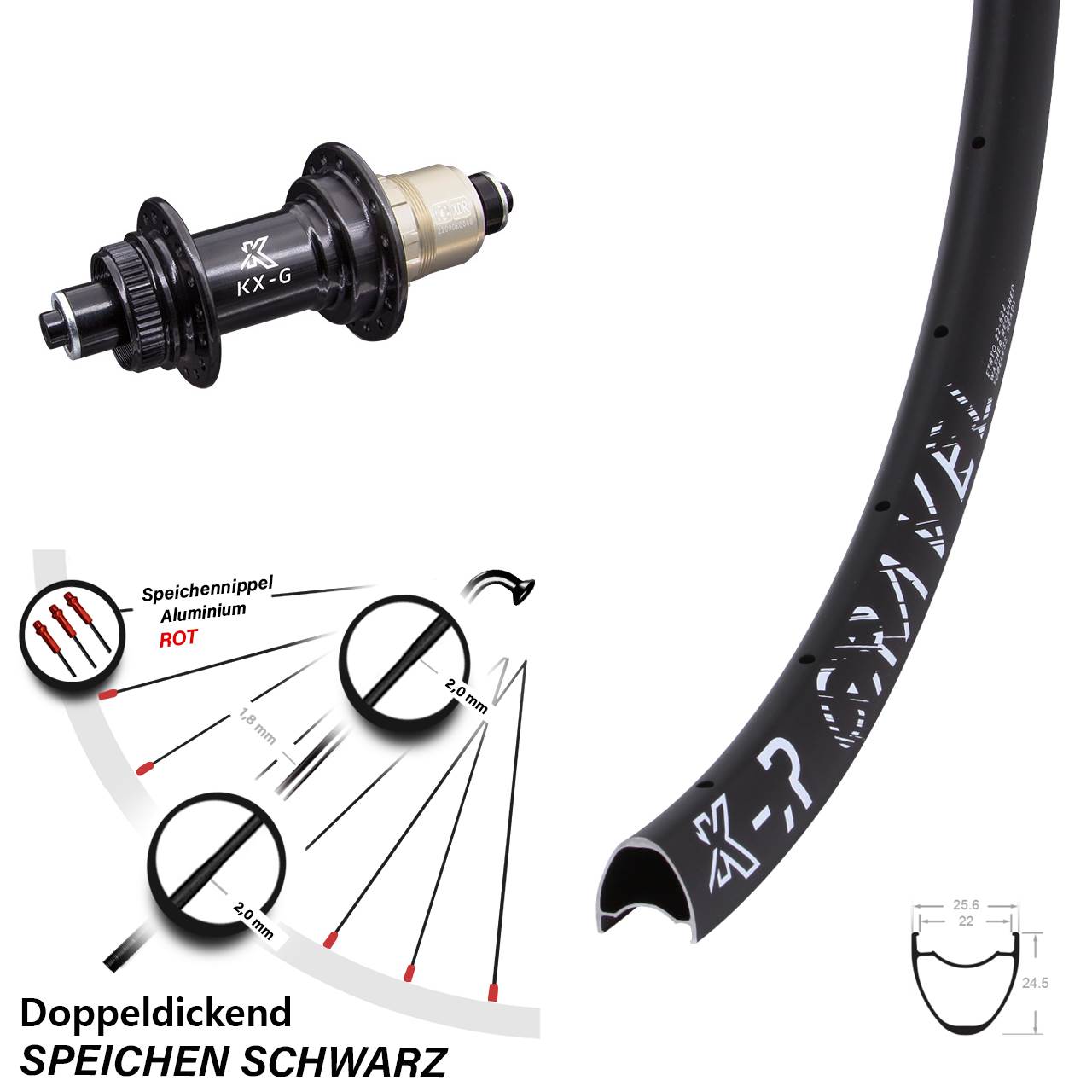 leichtes KX-GR Gravel Hinterrad 28-29 Zoll für Schnellspanner Sram XDR Road 28 Speichen