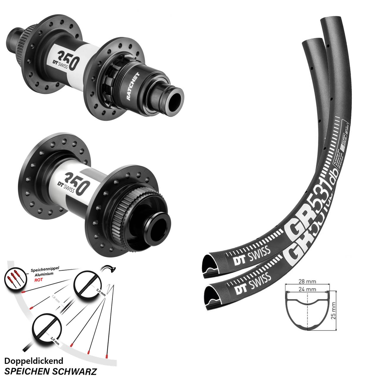 Disc Laufrad-Satz 28-29 Zoll DT Swiss GR 531 350 Road XDR 11-12 fach 12x100/142
