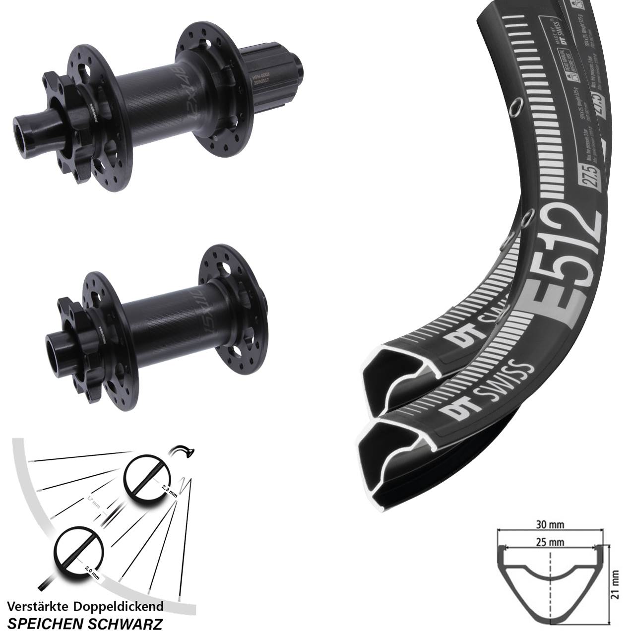 DT Swiss E 512 Bear Pawls 29 Zoll Disc Laufrad-Satz 15x110 12x148 Boost 8-11 fach