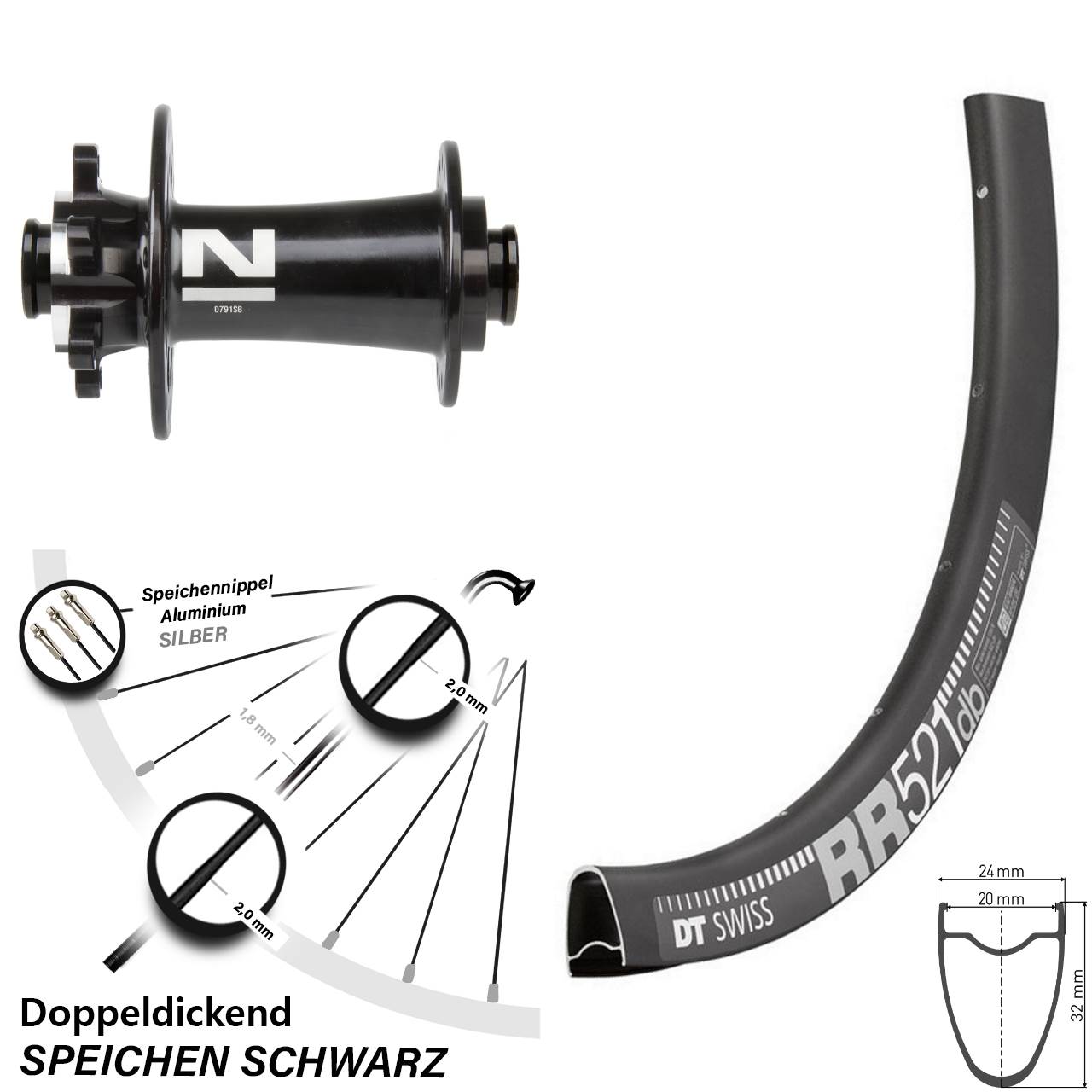 DT Swiss RR 521 Novatec D791 28 Zoll Disc Laufrad 15x100