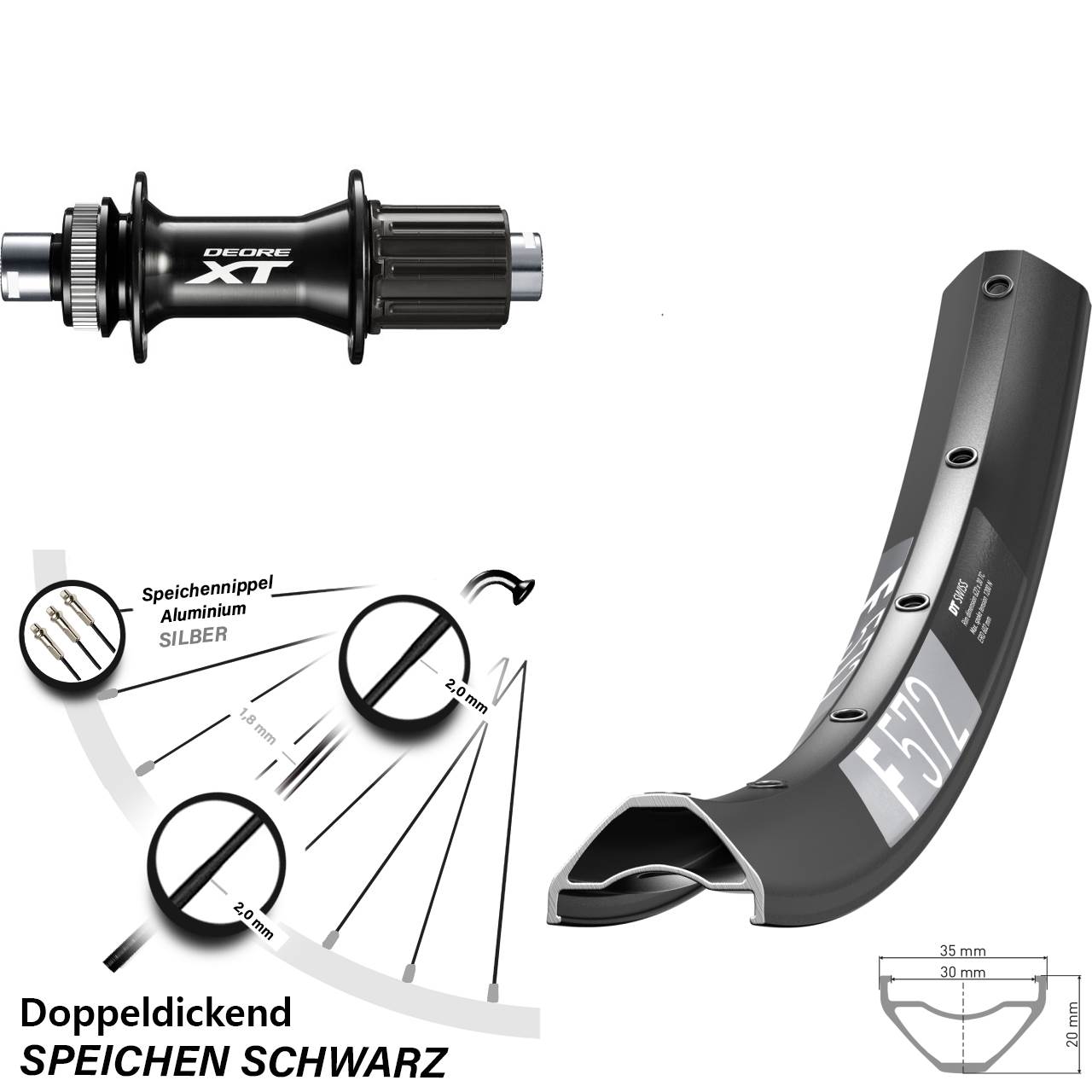 Disc Laufrad 650B DT Swiss F 572 Shimano FH-M8010-B 8-11 fach HG 12x148