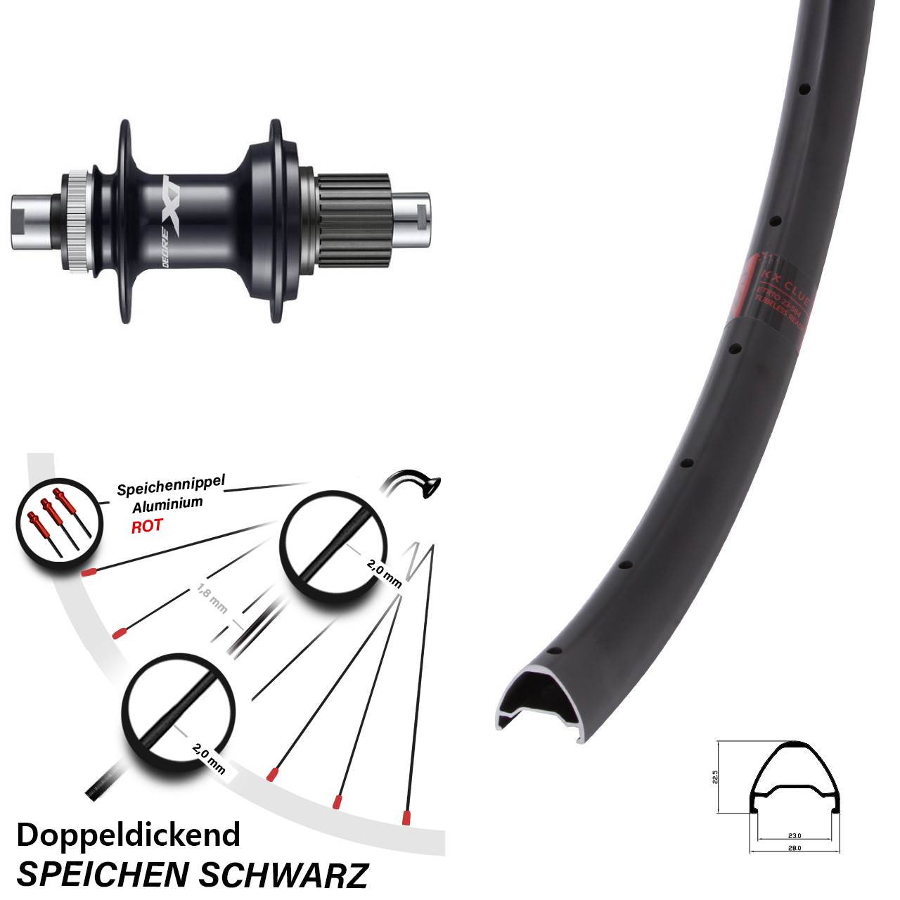 Centerlock Hinterrad 29 Zoll KX Clue Shimano FH-M8110 Micro Spline