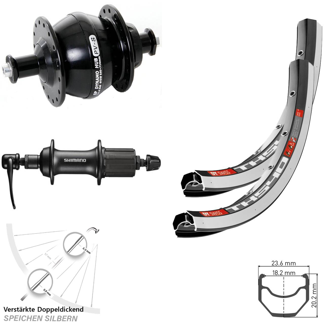 28 Zoll DT Swiss TK 540 Shutter PV-8 Shimano T3000 Laufradsatz QR 8-11 fach HG
