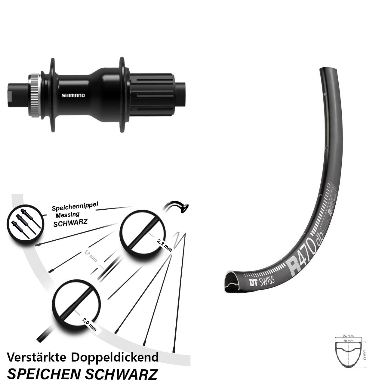 Disc Hinterrad 12x142 28 Zoll DT Swiss R470 Shimano FH-TC500 11-12 fach HG