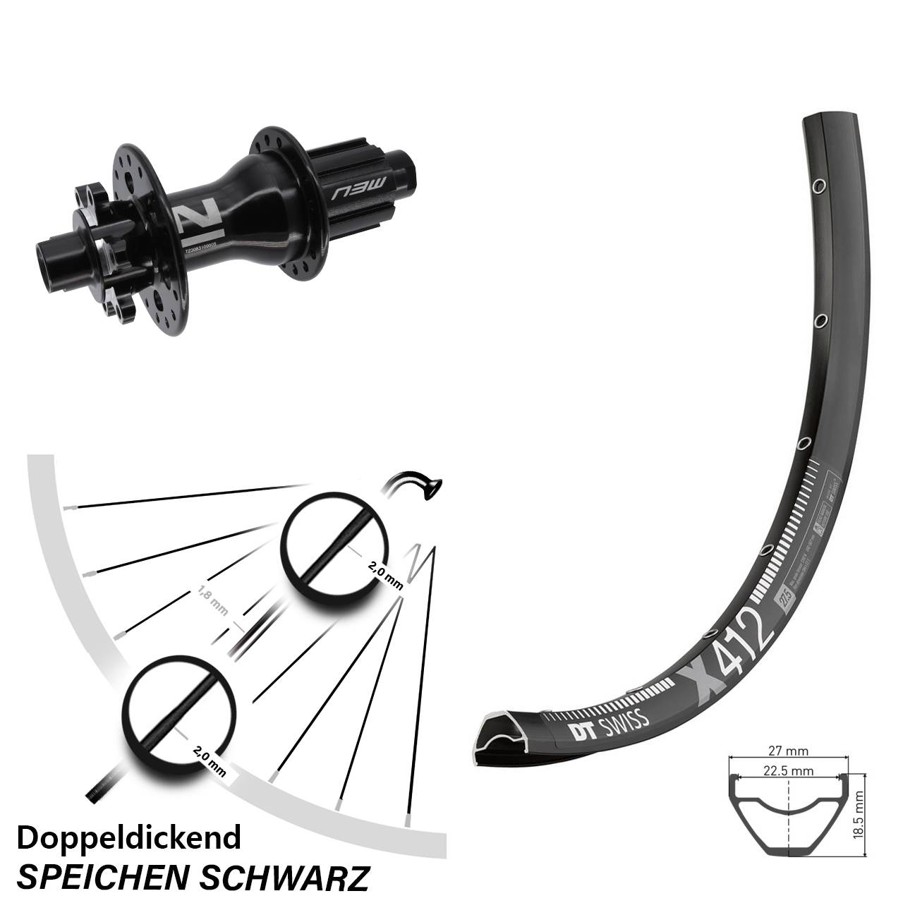 Disc Hinterrad 28 Zoll DT Swiss X412 Novatec D792 Campa N3W 12x142