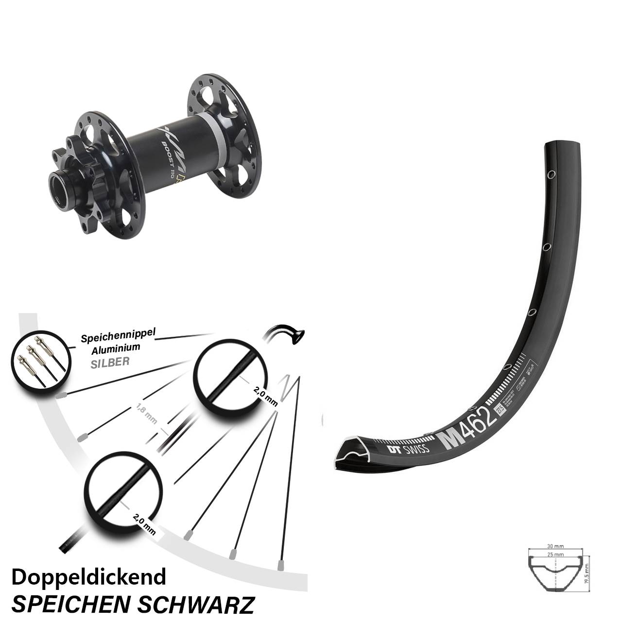 DT Swiss M 462 Miche XMH 550 650B Disc Laufrad 15x110 Boost