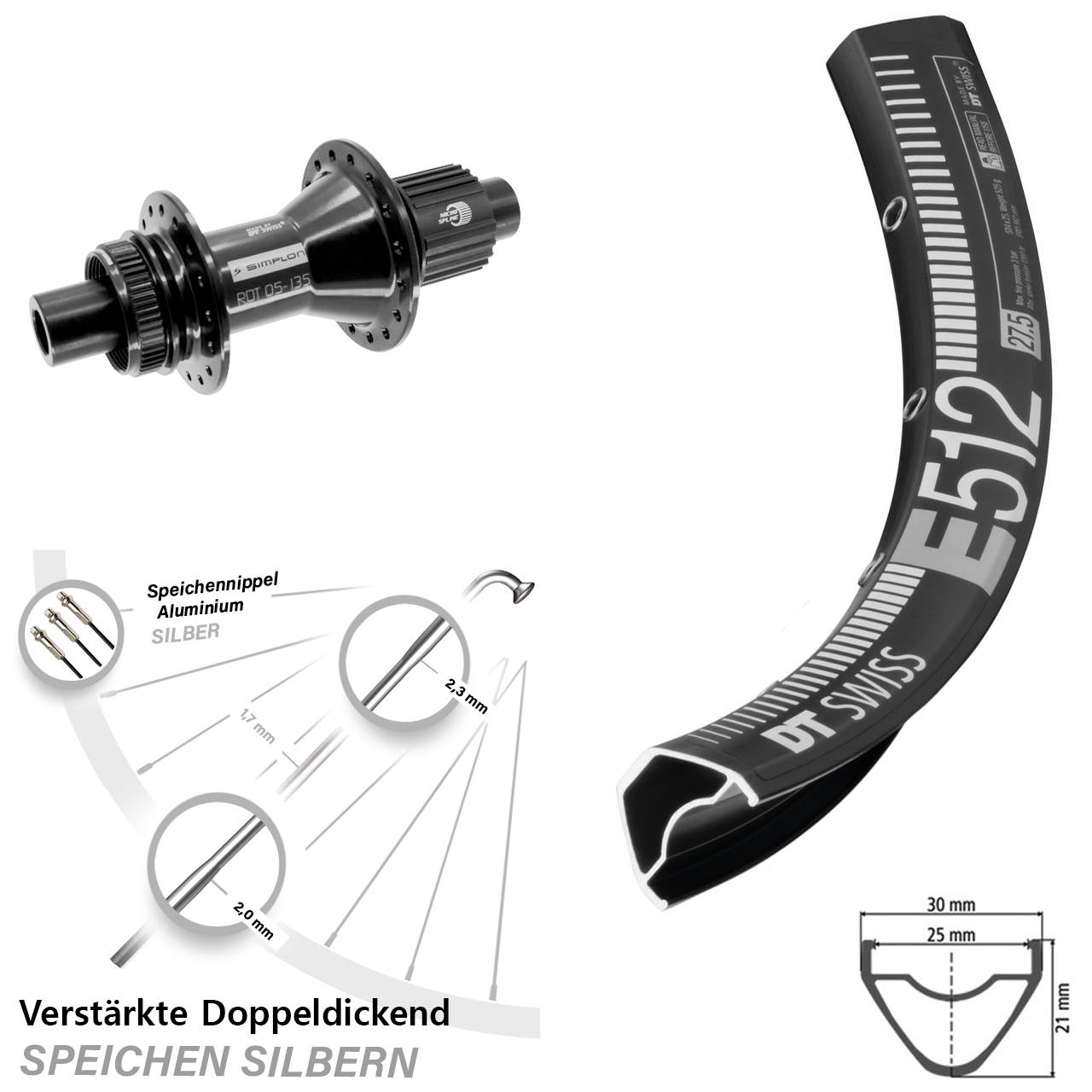 Disc Hinterrad 29 Zoll DT Swiss E512-370 Hybrid Micro Spline 12x142