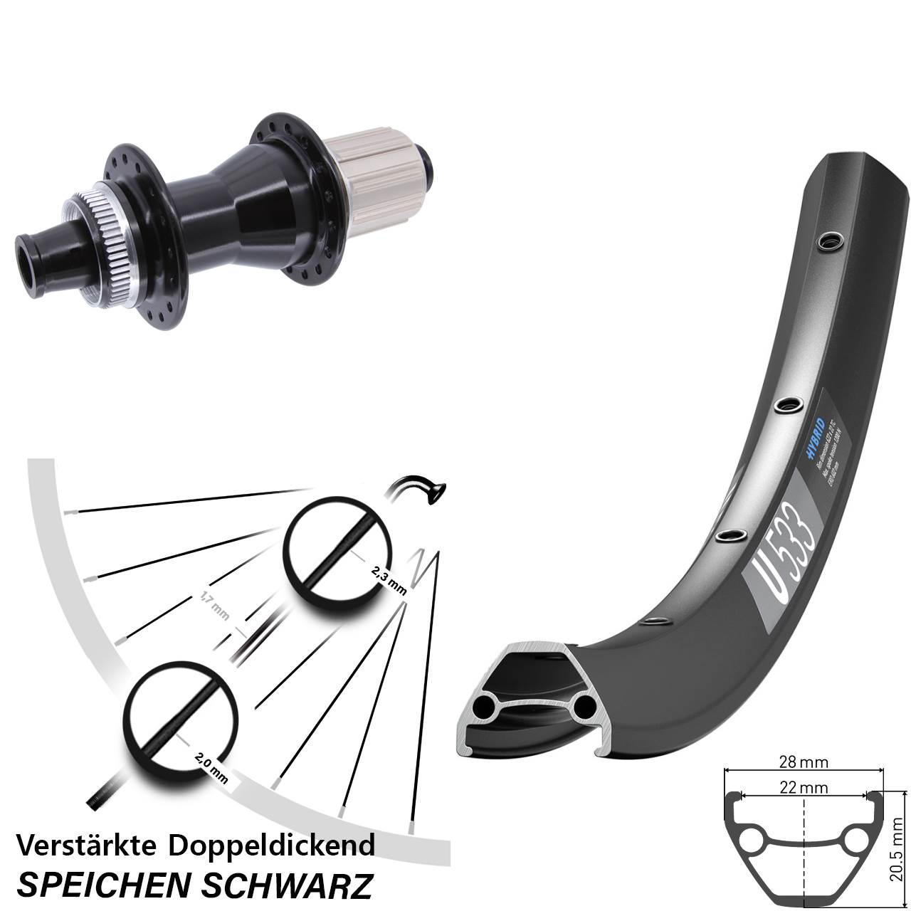 Centerlock Hinterrad 26 Zoll DT Swiss U 533 Novatec CL-142 8-12 fach 12x142