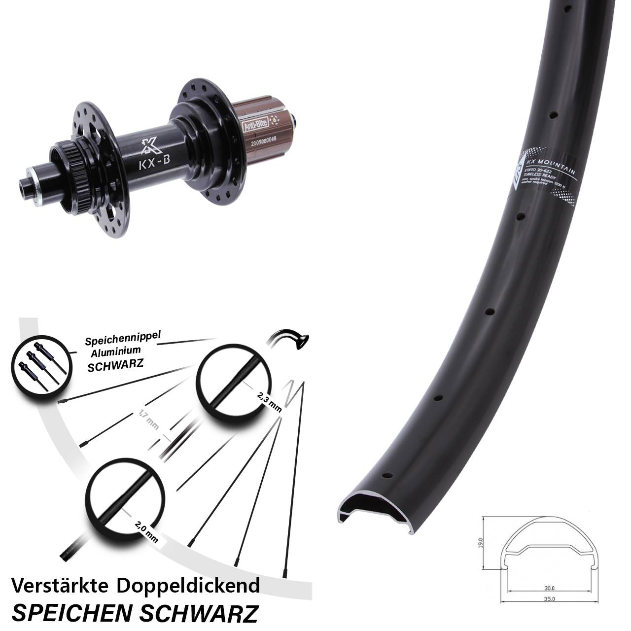 KX-B Mountain TR 29 Zoll Disc Laufrad für Schnellspanner Boost 8-12 fach