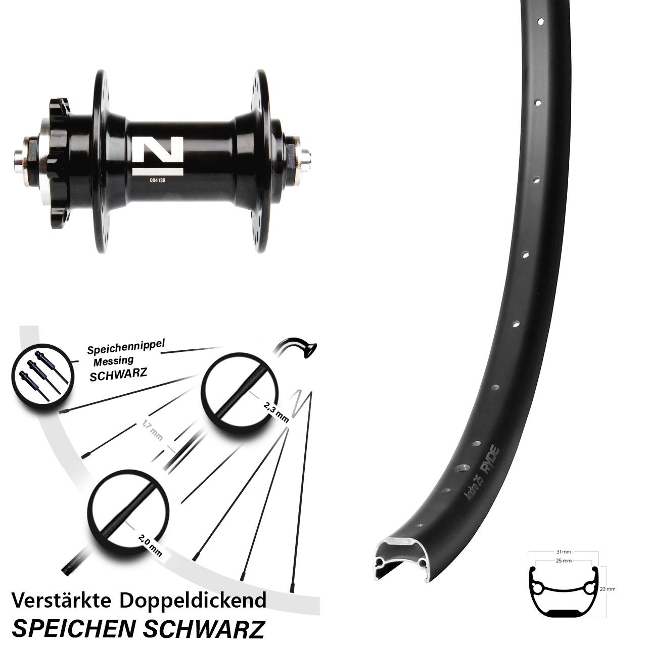 Disc Laufrad 28-29 Zoll Ryde Andra 25 Novatec D041 für Schnellspanner