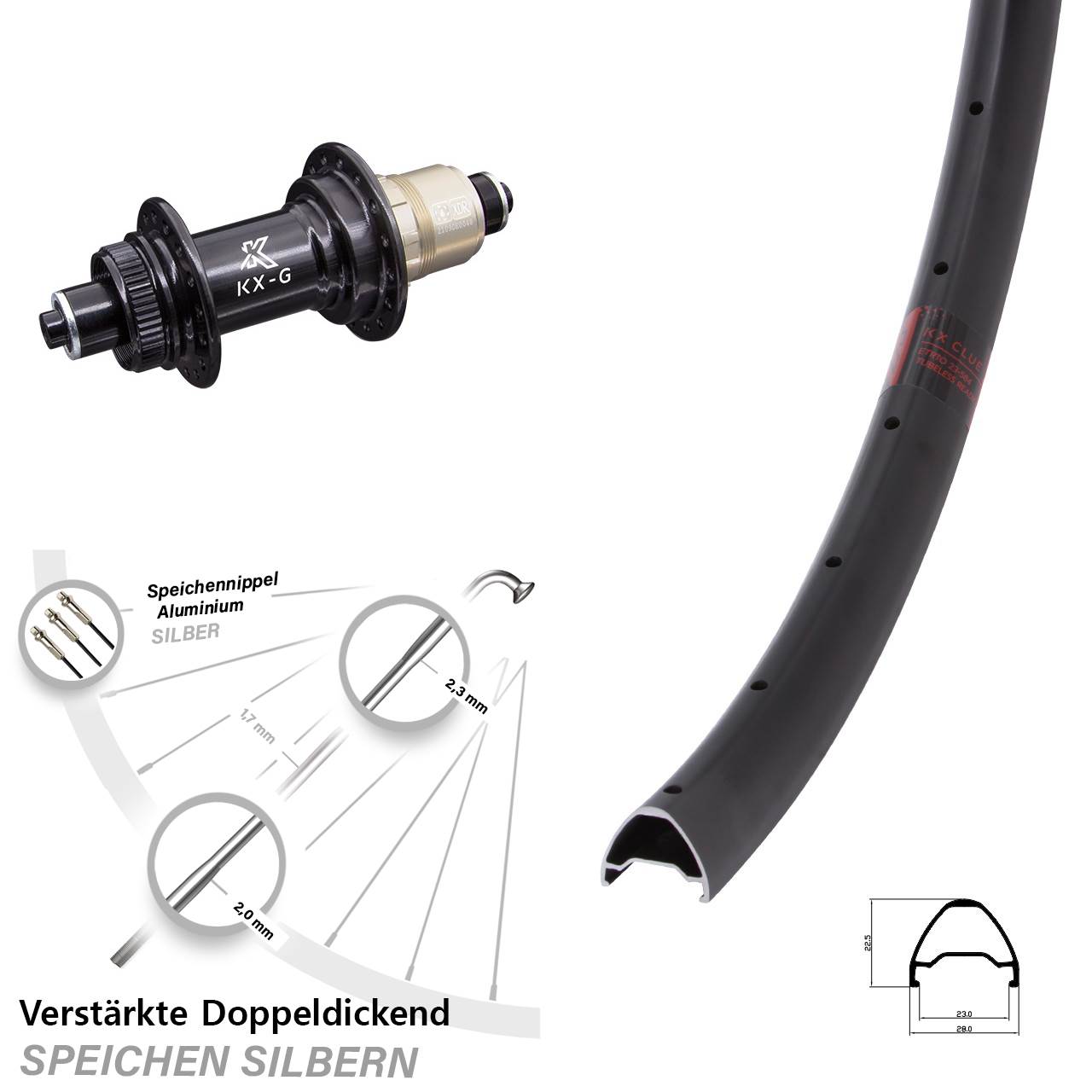 Centerlock Hinterrad 28 Zoll KX-G Clue XDR 11-12 fachQR