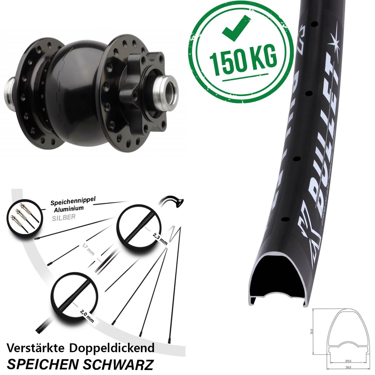 Boost Disc Dynamo-Vorderrad 12x110 28-29 Zoll KX Bullet SON 28