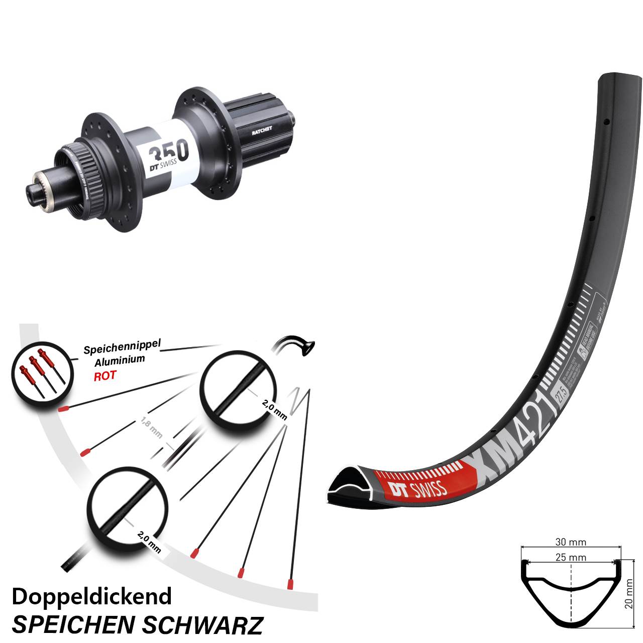 DT Swiss XM 421-350 29 Zoll Hinterrad Centerlock 11-12 fach QR