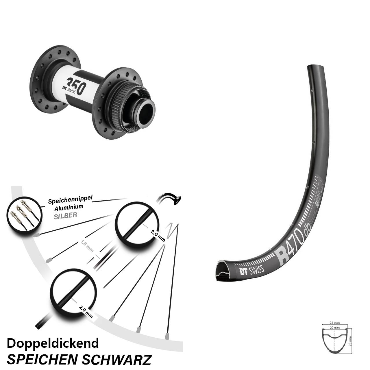 DT Swiss R470-350 Disc Vorderrad 28 Zoll 15x100 mm Road