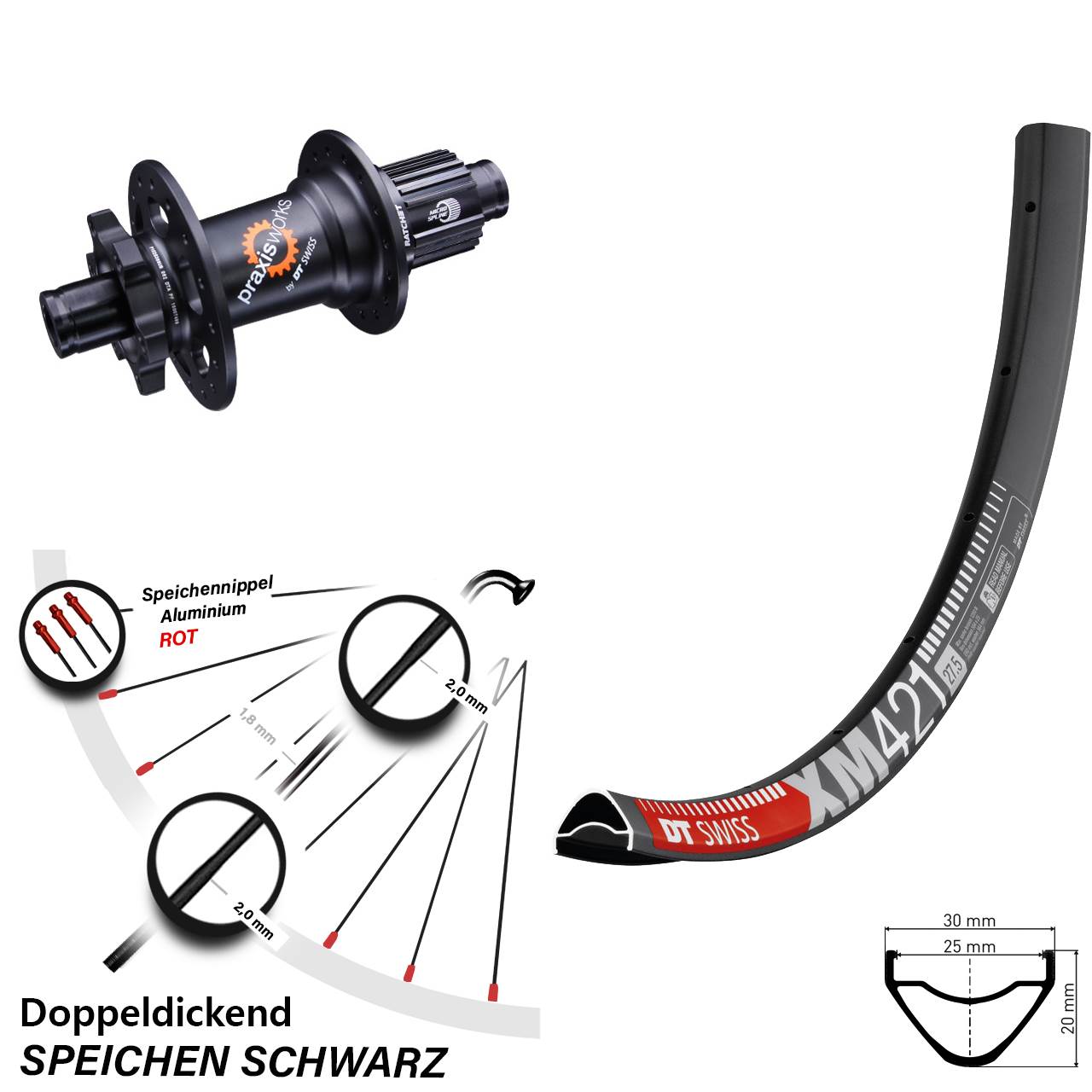 29 Zoll DT Swiss XM 421-350 Disc Laufrad 12x142 Micro Spline