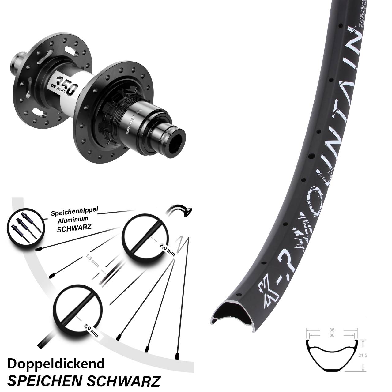 KX-R Mountain DT Swiss 350 DEG 72 29 Zoll Disc Hinterrad 12x148 XD 11-12 fach