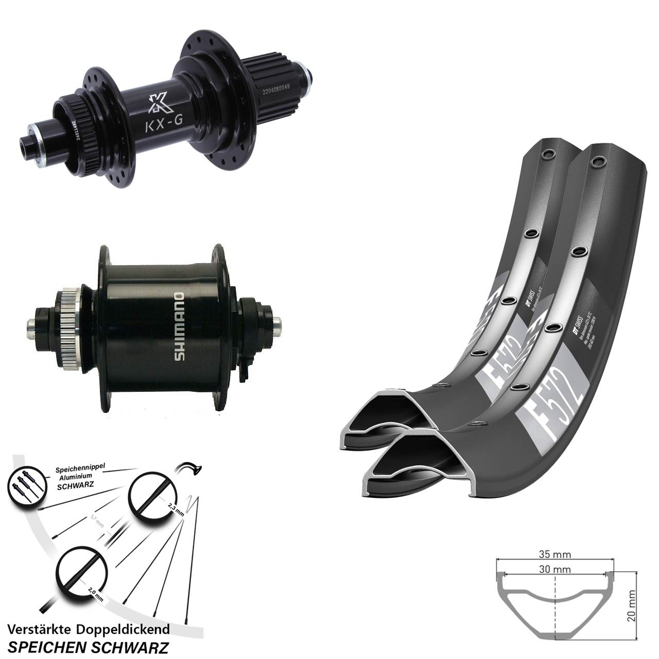 DT Swiss F572 KX-GS verstärkt Shimano DH-UR700 29 Zoll Disc Laufradsatz QR Micro Spline