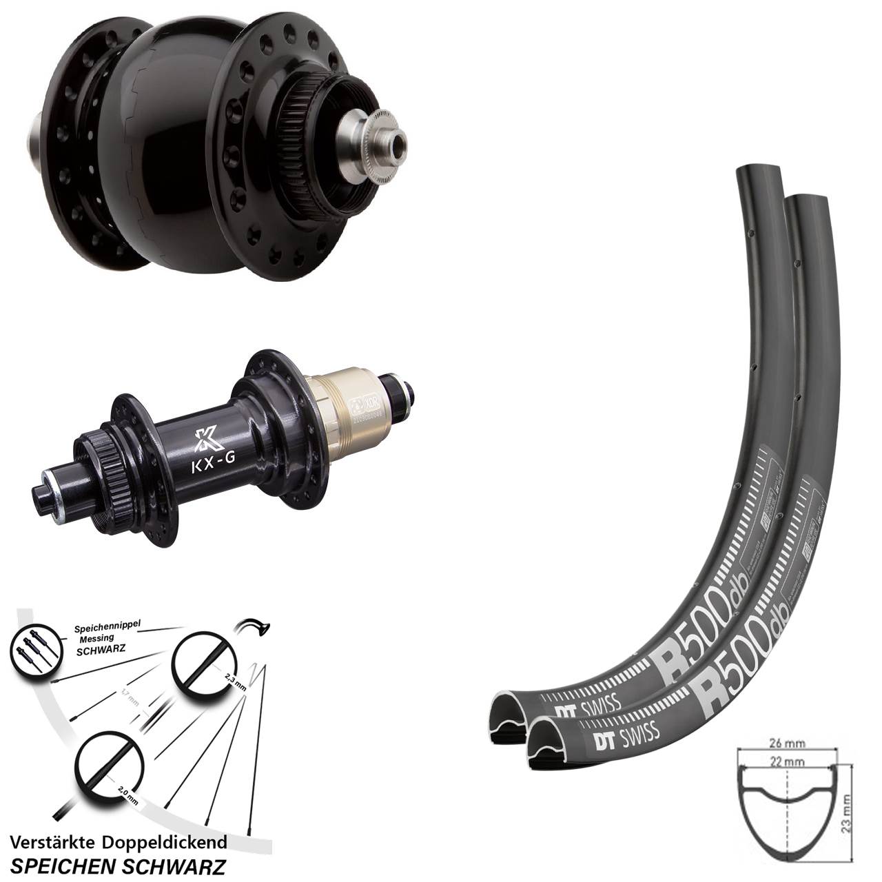 SON 28 Zoll DT Swiss R 500 KX-G Laufradsatz QR SRAM XDR