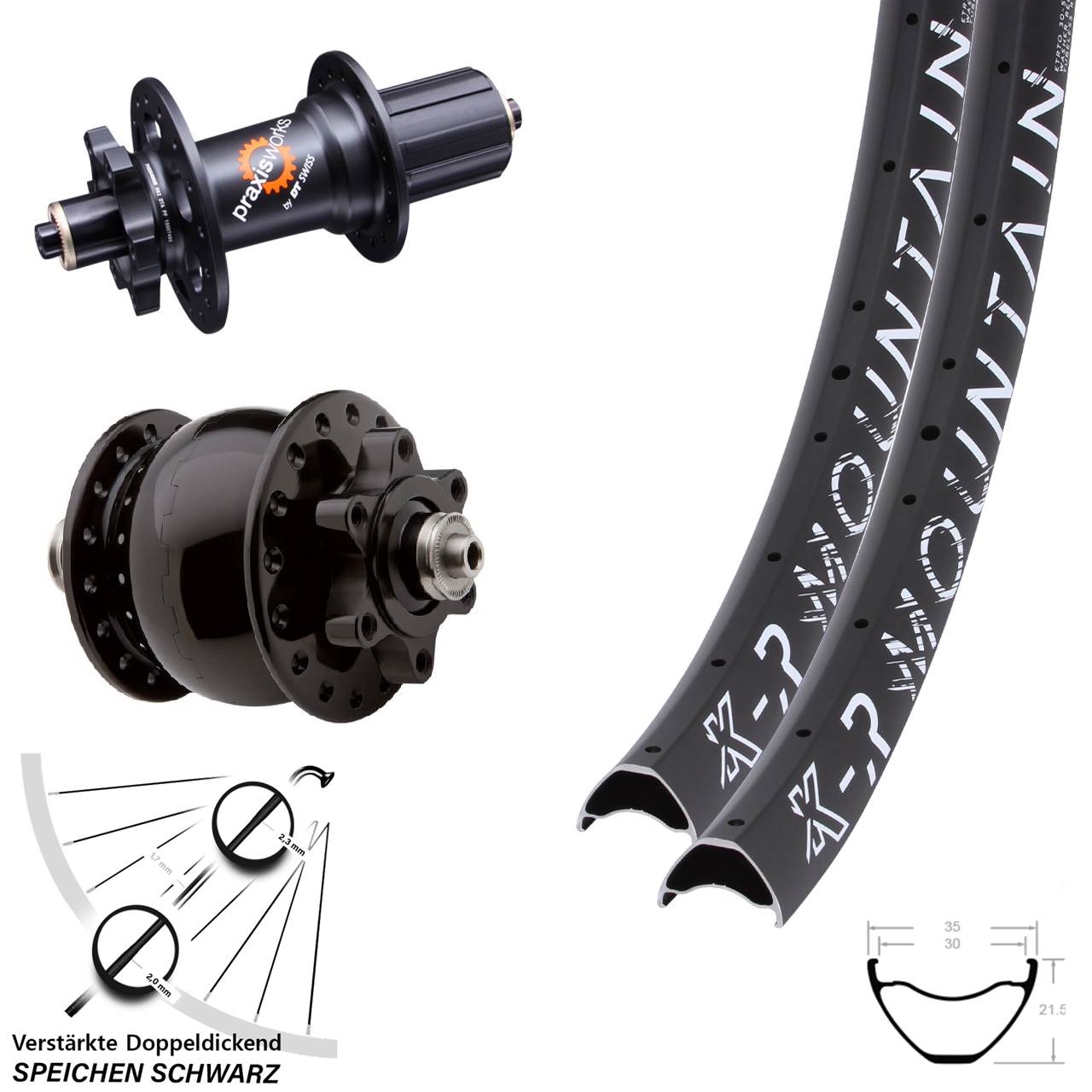 Laufradsatz 6-Loch QR 27,5 Zoll KX-R Mountain DT Swiss 350 SON 28 8-11 fach HG