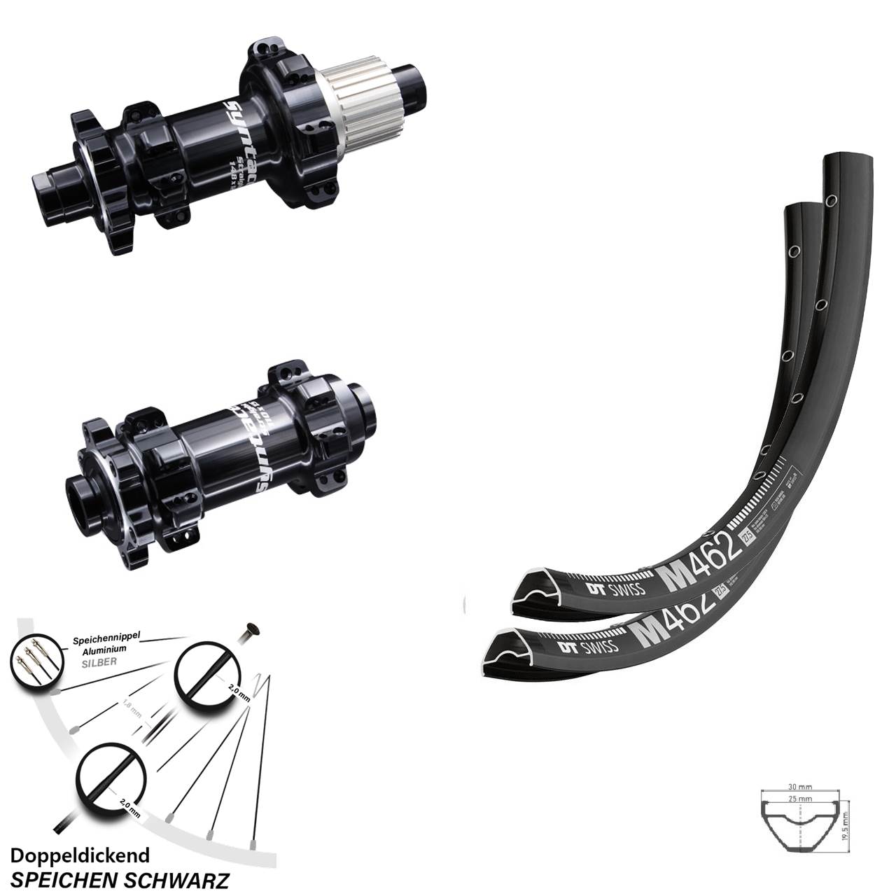 29 Zoll Boost Laufradsatz DT Swiss M 462 Syntace Straightpull 12-fach Micro Spline