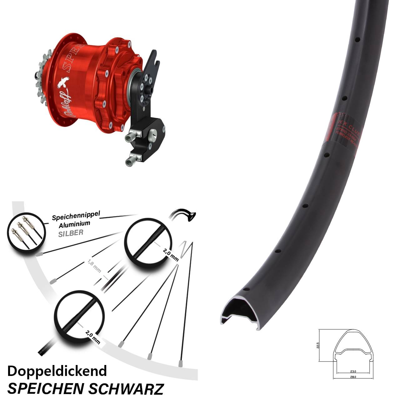 KX Clue Rohloff Speedhub CC DB OEM2 Tandem rot 28 Zoll Disc Hinterrrad