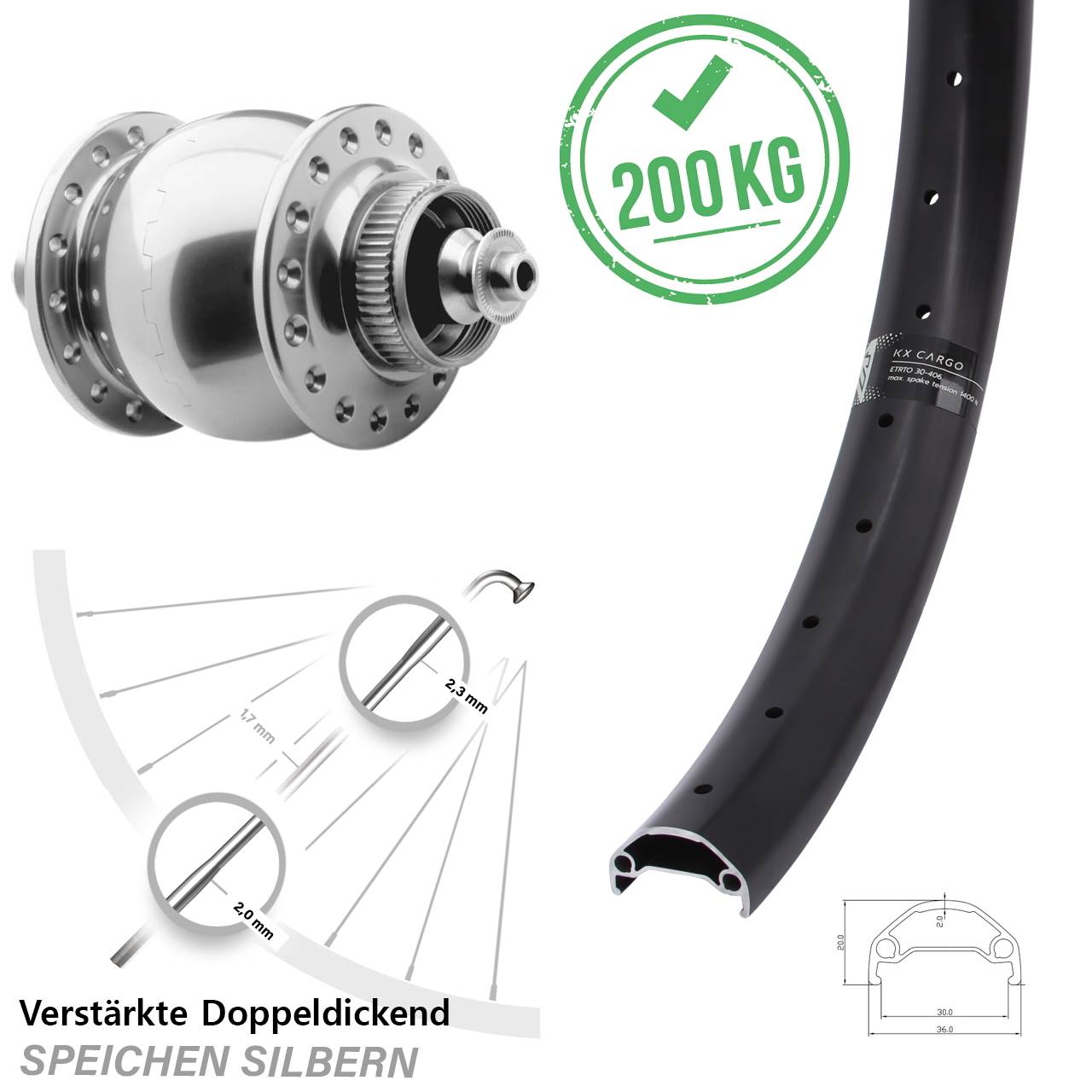 Disc Vorderrad mit Nabendynamo QR 29 Zoll KX Cargo SON 28