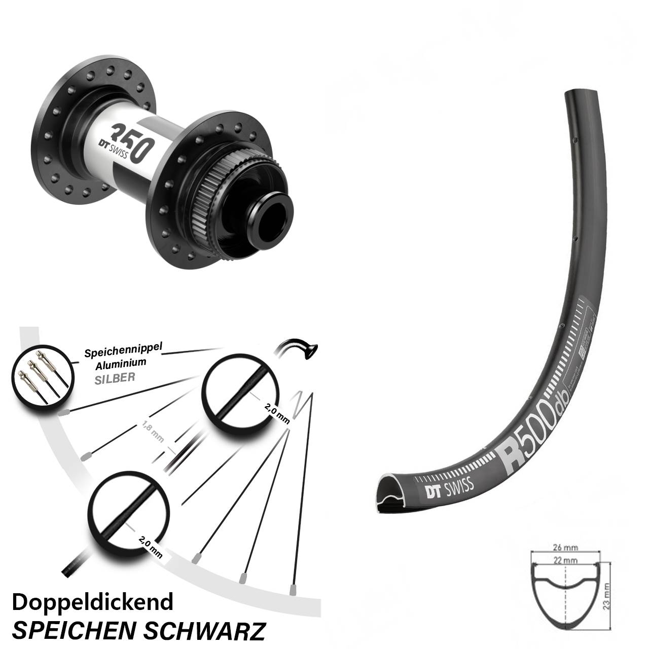 Centerlock Vorderrad 12x100 29 Zoll DT Swiss R500 DT Swiss 350