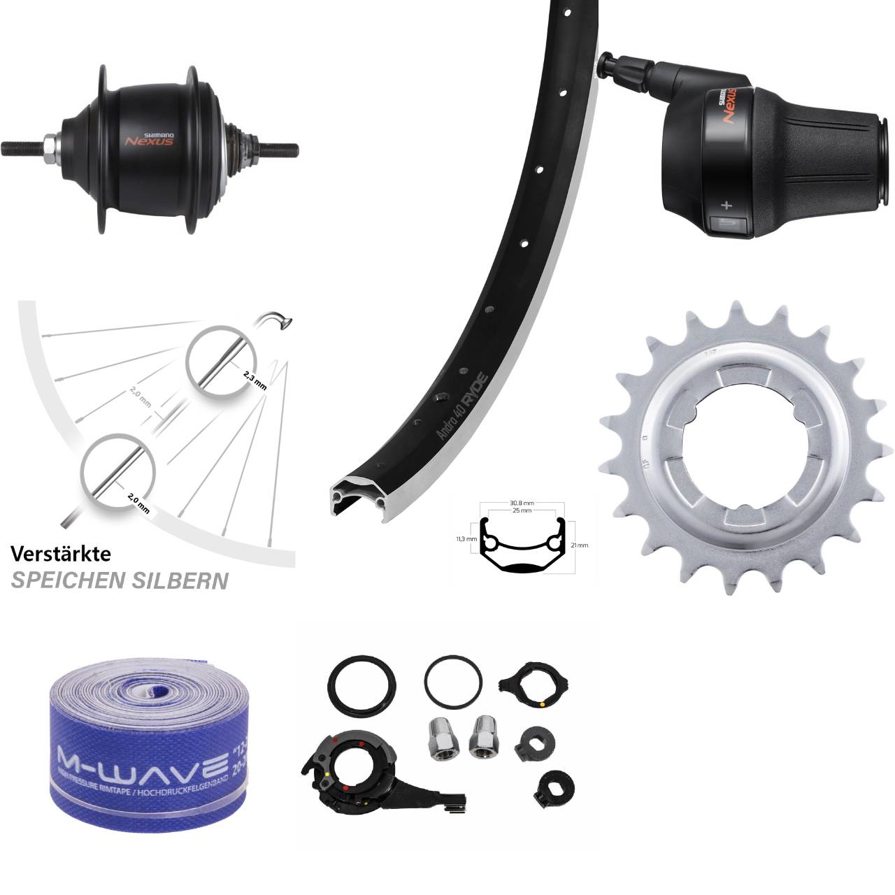 26 Zoll Shimano Nexus 8-Gang Premium Ryde Andra 40 Hinterrad