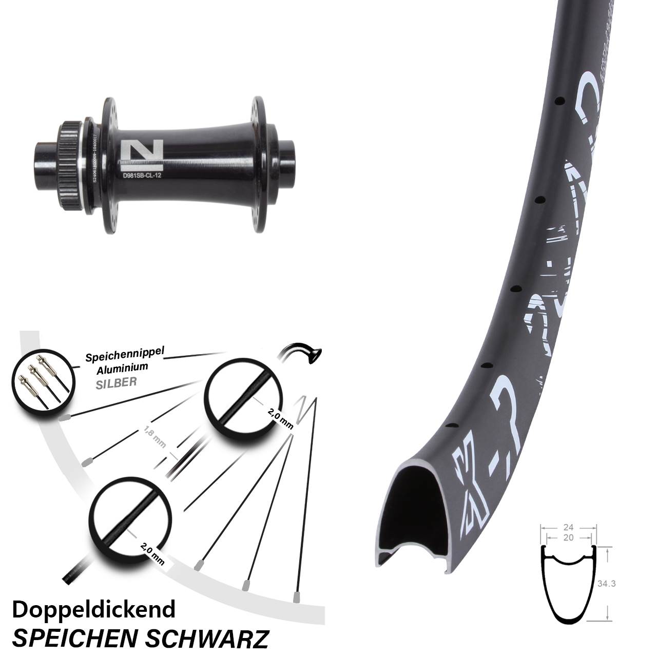 Disc Vorderrad 28 Zoll KX-R Road Novatec D981 12x100
