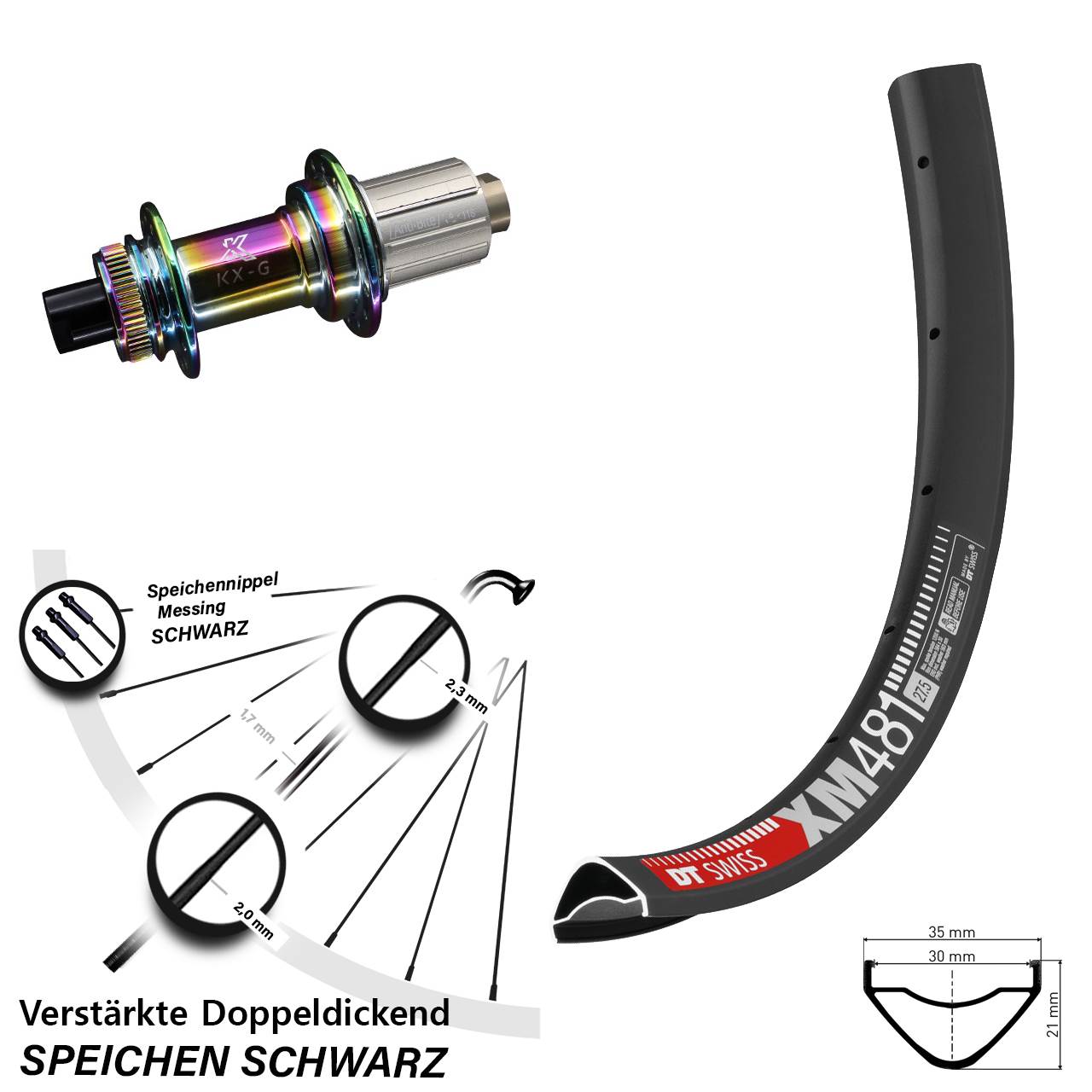 DT Swiss XM481 KX-G Oilslick 27,5 Zoll Disc Laufrad 12x142 8-12 fach