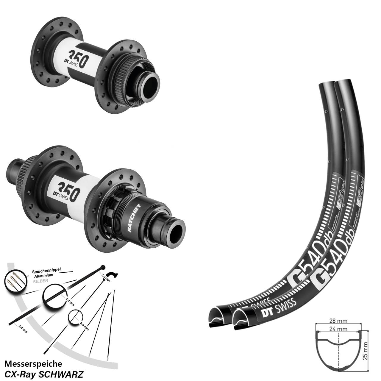 Centerlock Laufradsatz 28-29 Zoll DT Swiss G540-350 XDR 11-12 fach 15x100 12x142 CX-Ray
