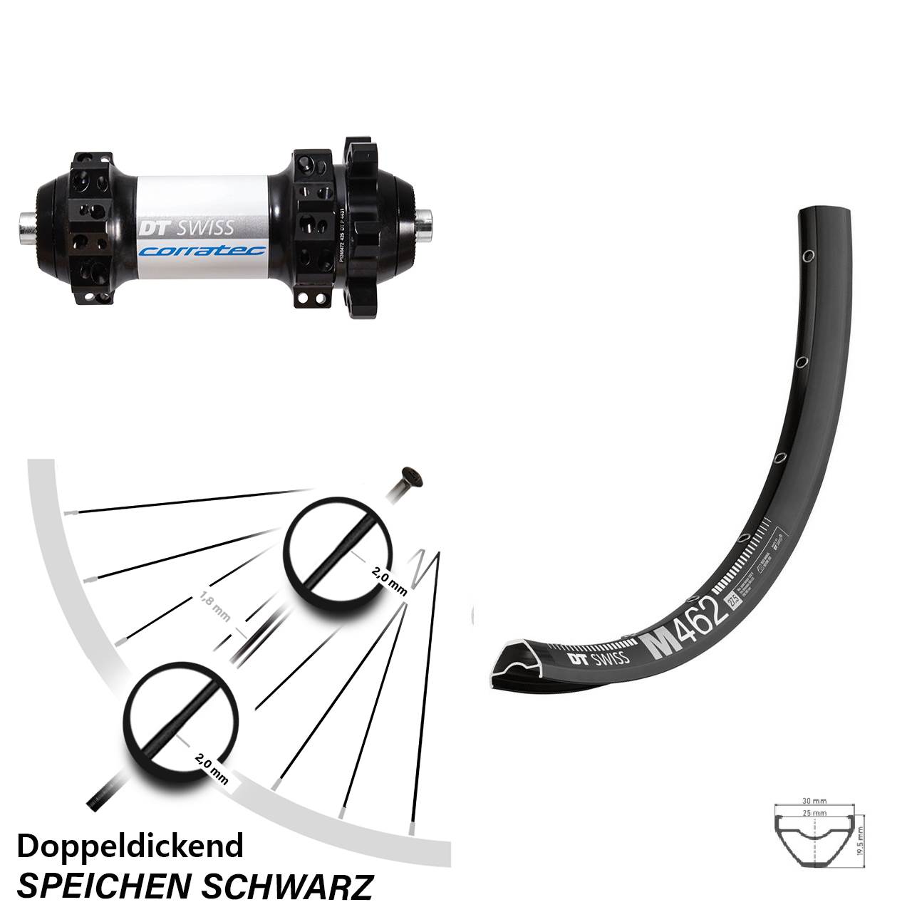 M 462 DT Swiss X1900 Disc 29 Zoll Vorderrad für Schnellspanner Straightpull