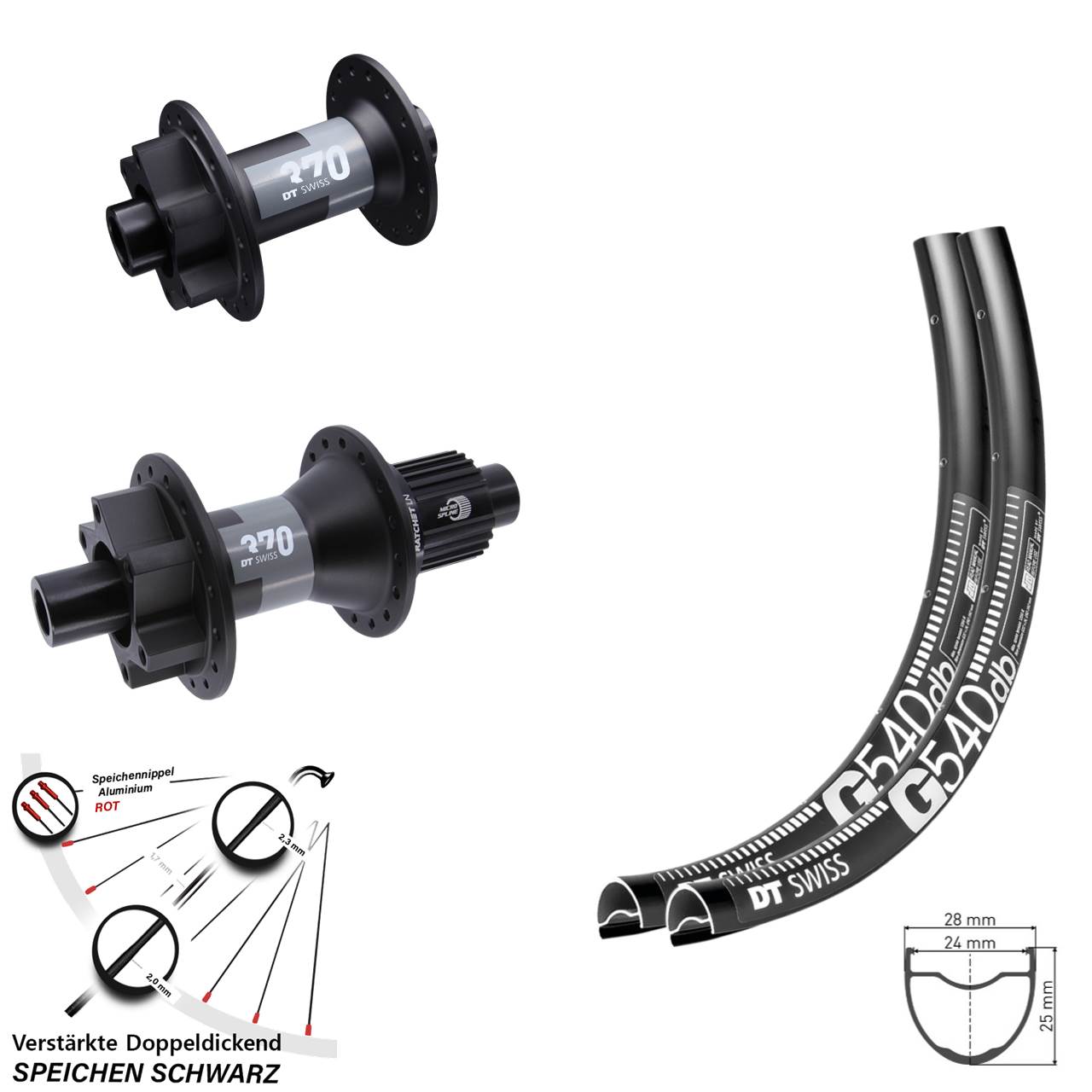 Disc Laufrad-Satz 27,5 Zoll DT Swiss G540-370 Shimano Micro Spline 12x100/142