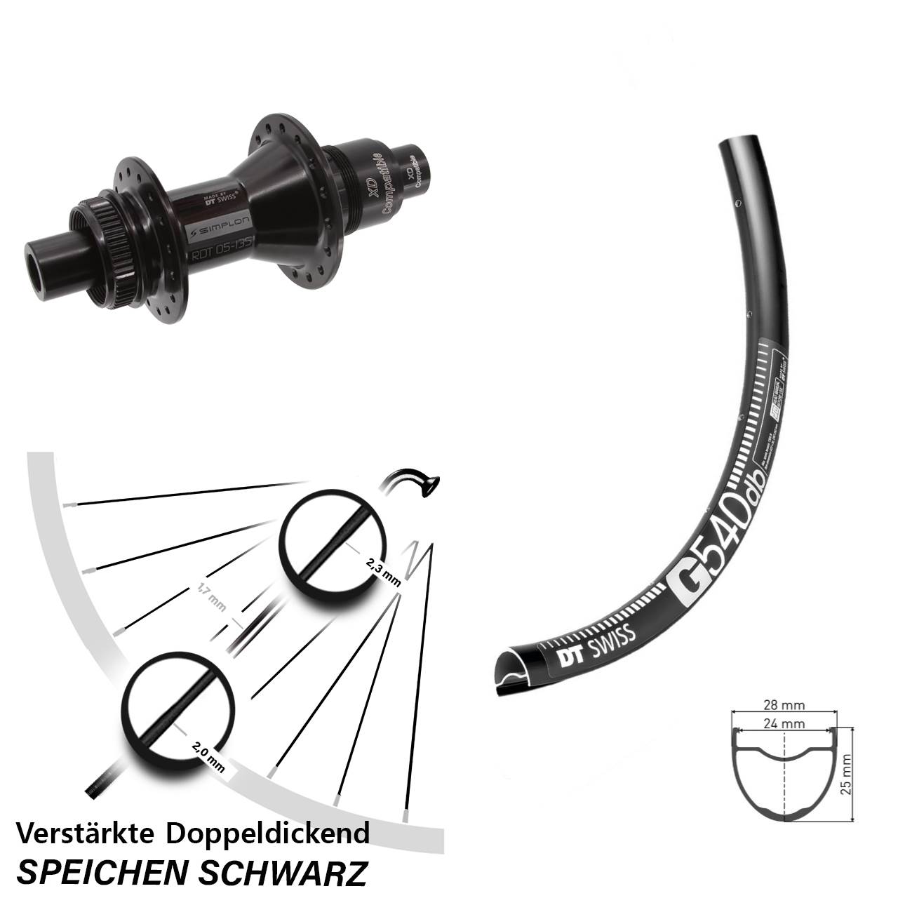 DT Swiss G540 DT Swiss 370 27,5 Zoll Hinterrad Centerlock 12x142 XD