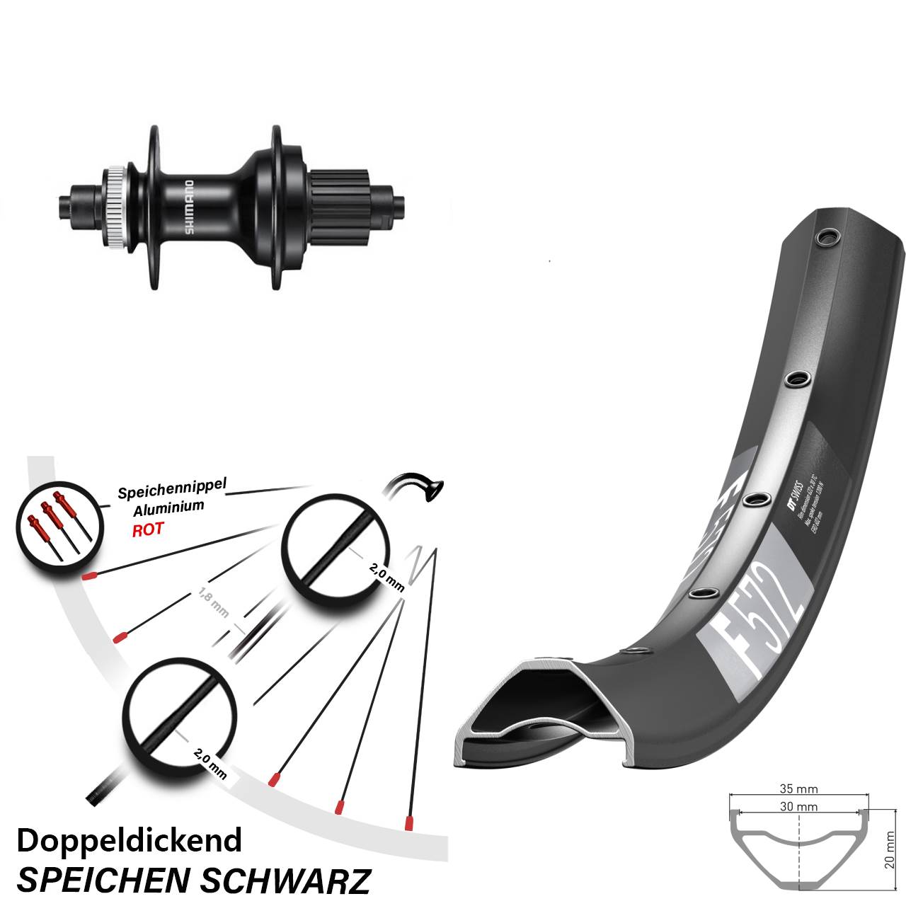 Hinterrad Centerlock für Schnellspanner 650B DT Swiss F 572 Shimano MT500 Micro Spline