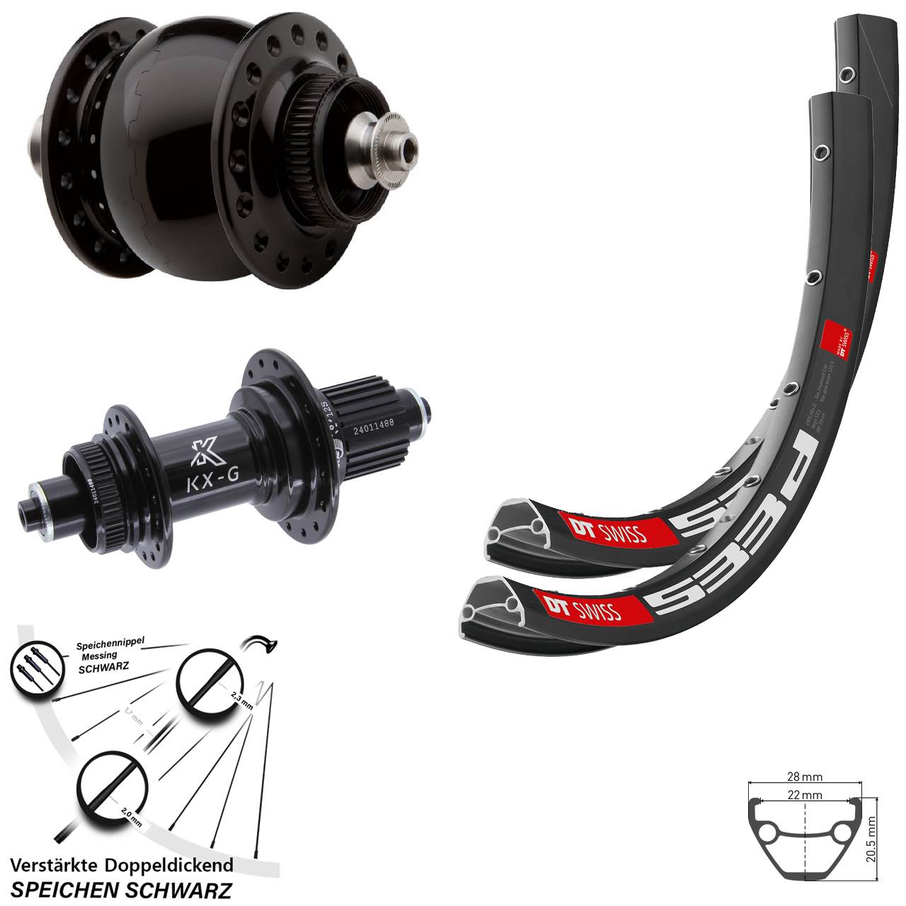 DT Swiss 533 D KX-G SON 28 Zoll Centerlock Laufradsatz QR Micro Spline
