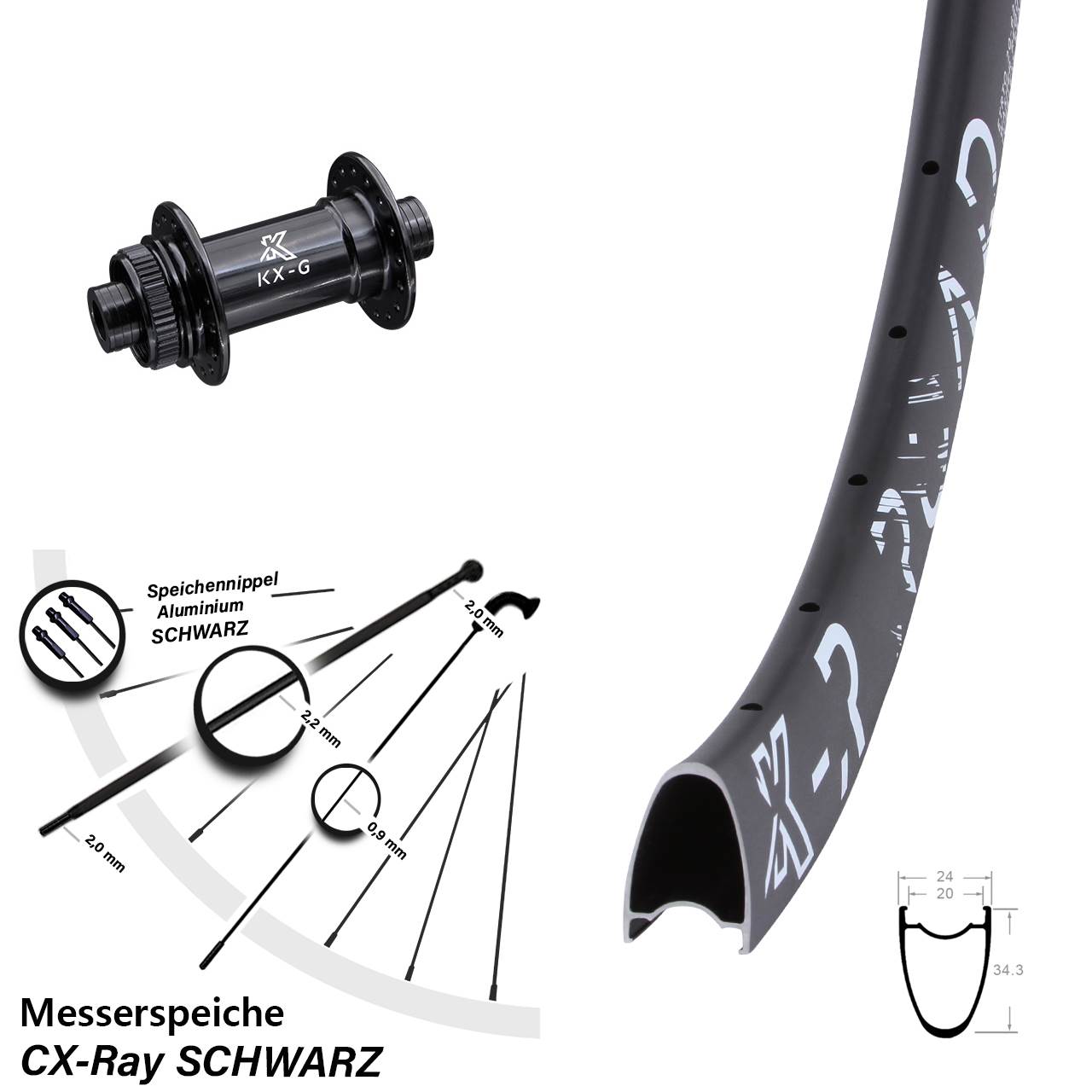 Vorderrad Centerlock 29 Zoll KX-R Road Messerspeiche Gravel 12x100 CX-Ray