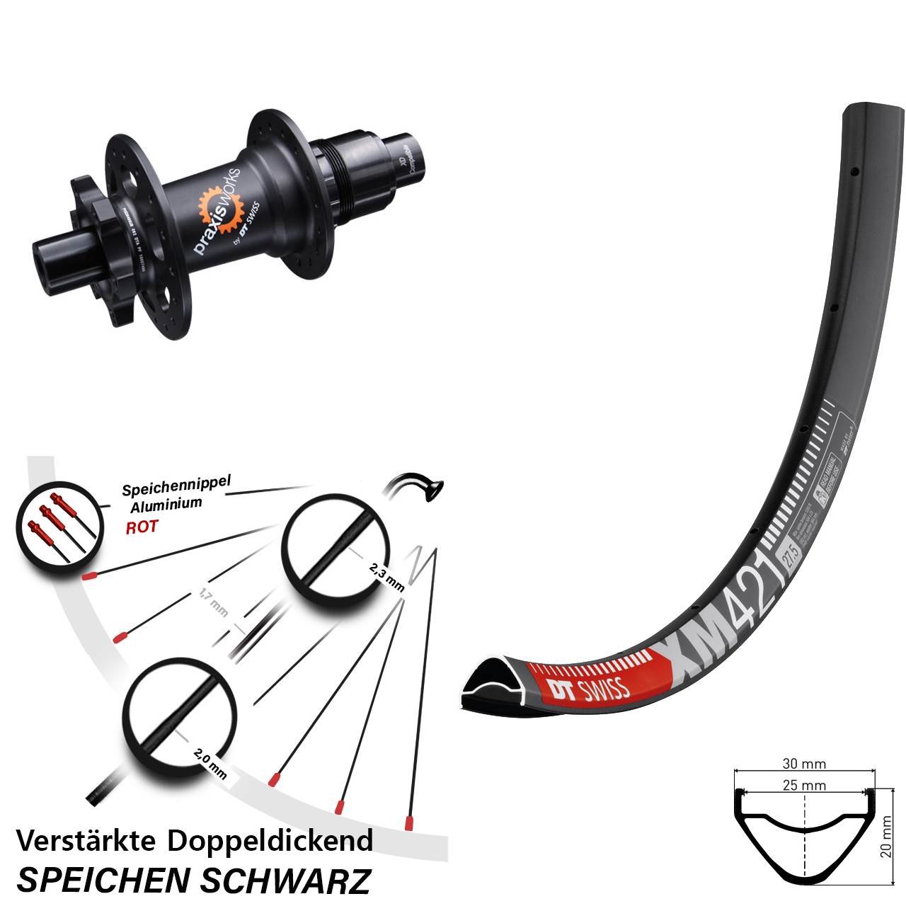 DT Swiss XM 421-350 SL Disc 29 Zoll Laufrad 12x142 XD