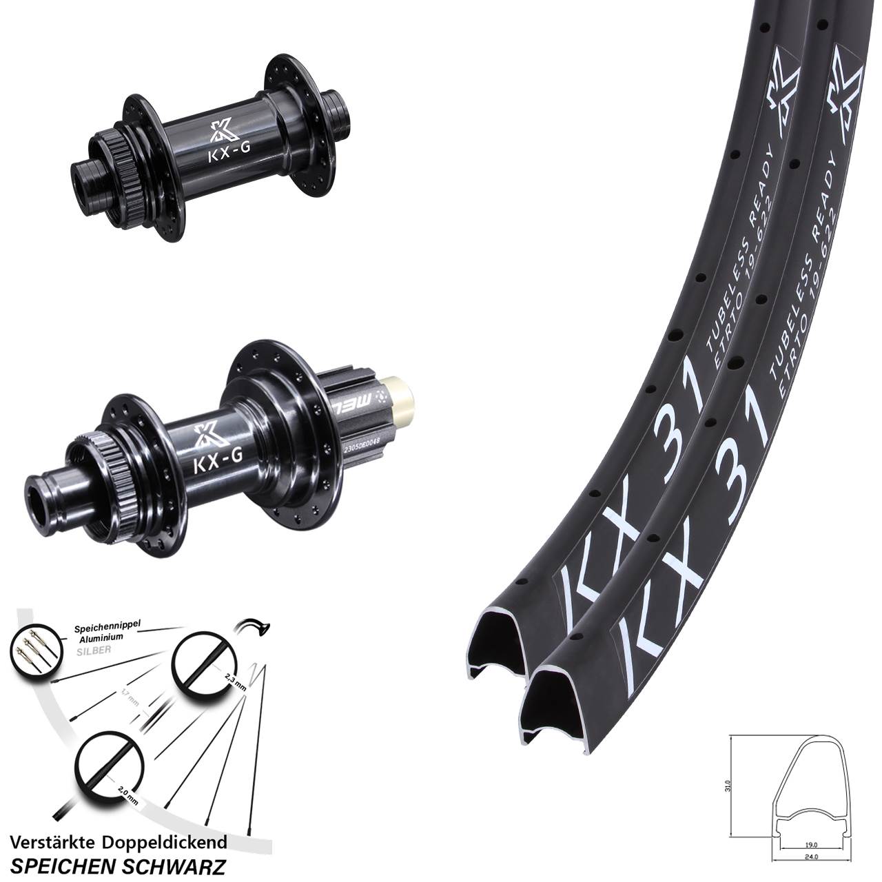 Laufradsatz Centerlock 15x100 12x142 28 Zoll KX-G 31 Offset Campagnolo N3W