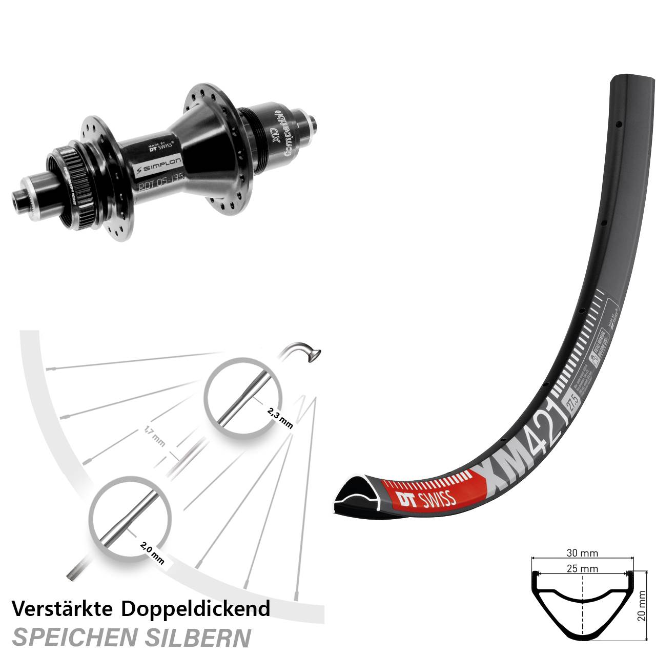 DT Swiss XM 421-370 29 Zoll Centerlock Hinterrad QR XD